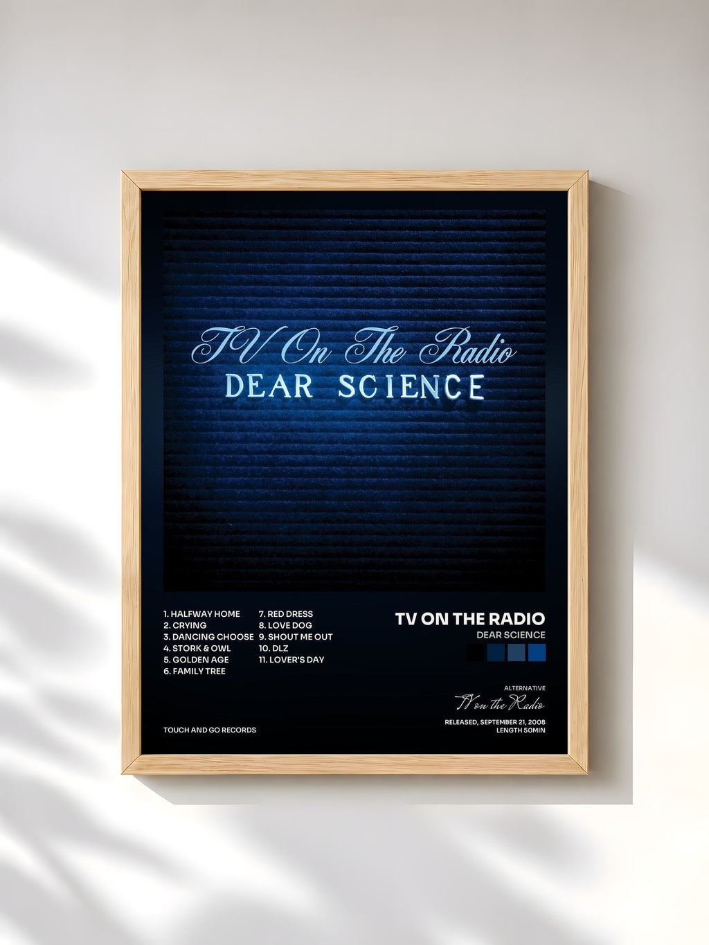 #bois Tableau de l'album Dear Science de TV on the Radio, cadre en bois brut, imprimé et encadré en France