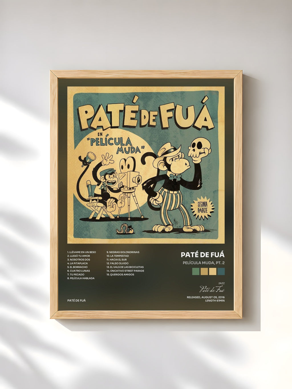 #bois Tableau de l'album Película Muda, Pt. 2 de Paté de Fuá, cadre en bois brut, imprimé et encadré en France