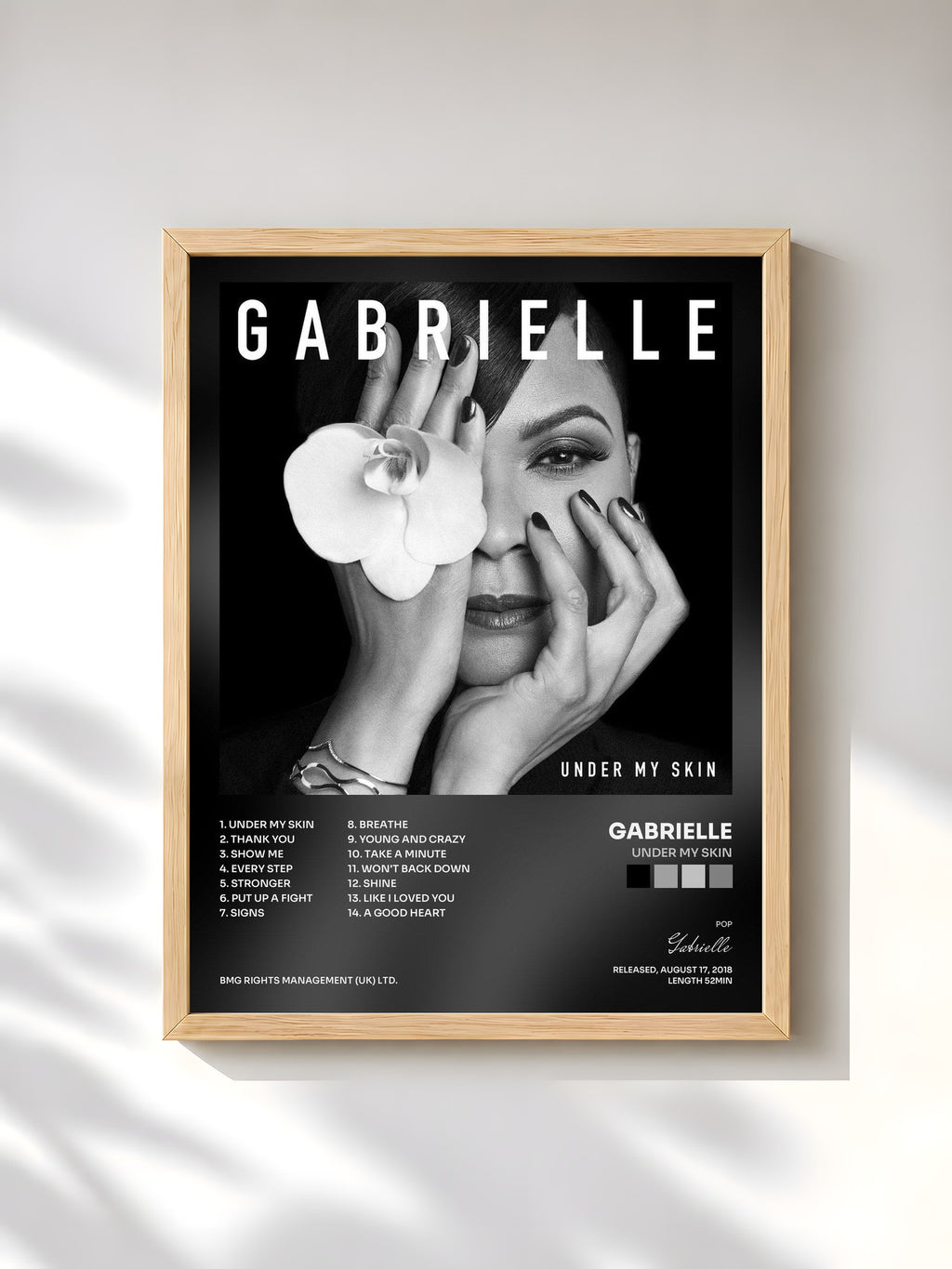 #bois Tableau de l'album Under My Skin de Gabrielle, cadre en bois brut, imprimé et encadré en France