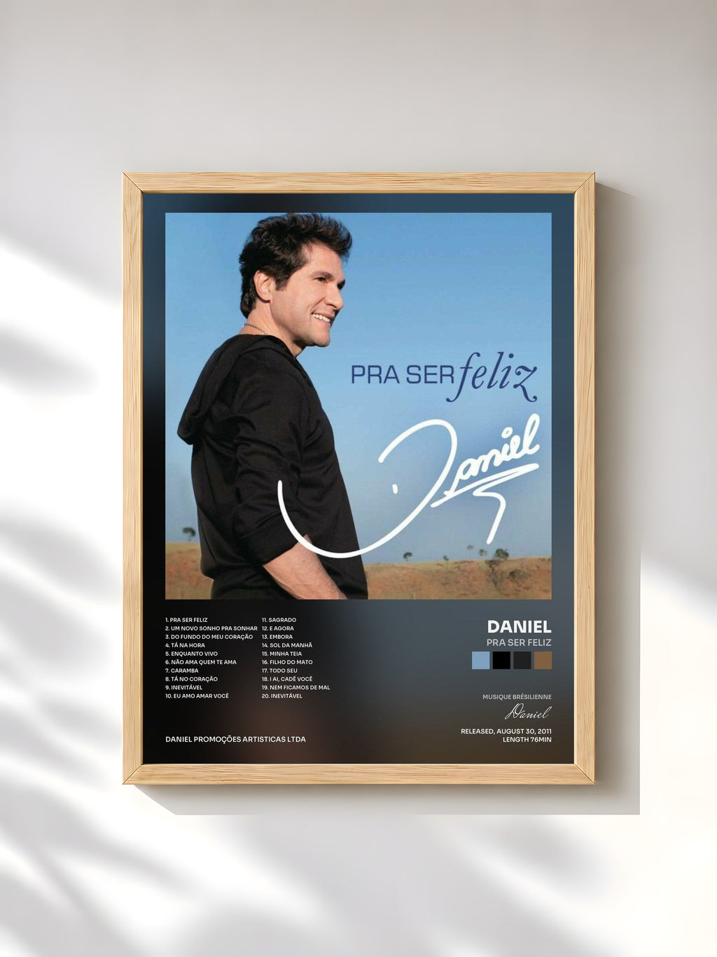 #bois Tableau de l'album Pra ser Feliz de Daniel, cadre en bois brut, imprimé et encadré en France