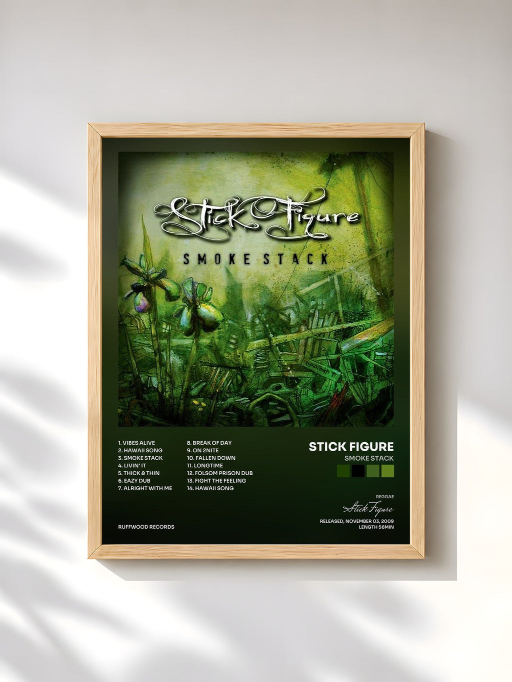 #bois Tableau de l'album Smoke Stack de Stick Figure, cadre en bois brut, imprimé et encadré en France