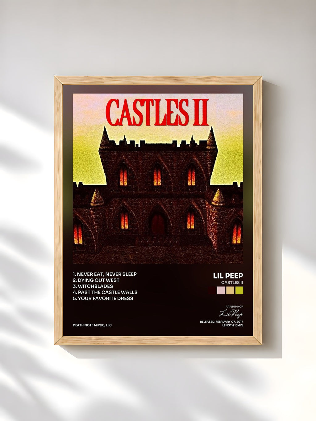 #bois Tableau de l'album CASTLES II de Lil Peep, cadre en bois brut, imprimé et encadré en France