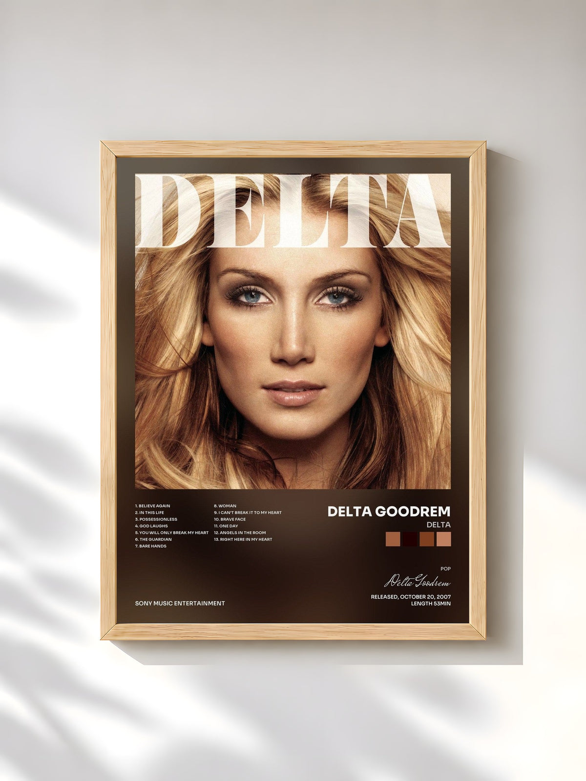 #bois Tableau de l'album Delta de Delta Goodrem, cadre en bois brut, imprimé et encadré en France