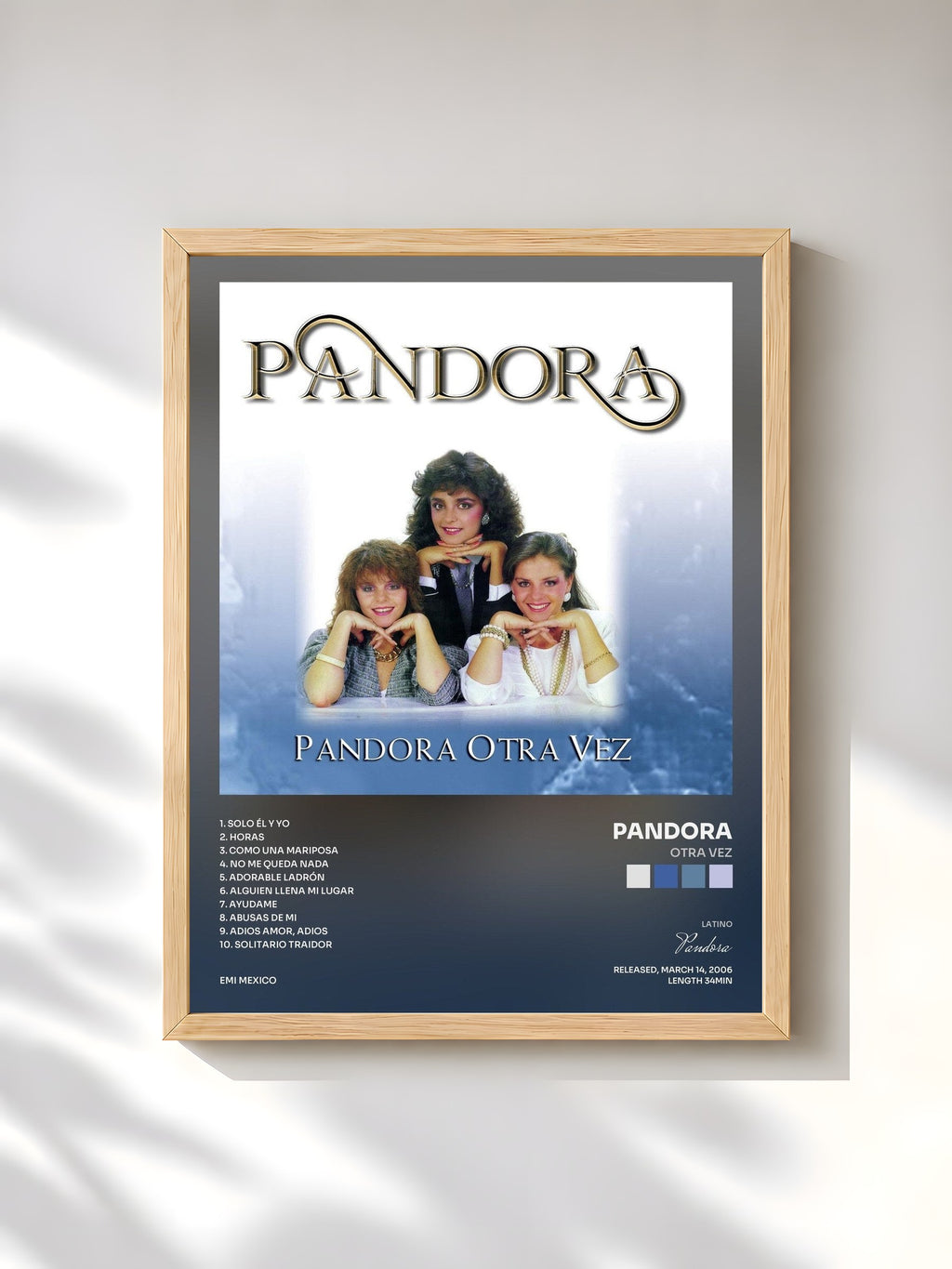 #bois Tableau de l'album Otra Vez de Pandora, cadre en bois brut, imprimé et encadré en France