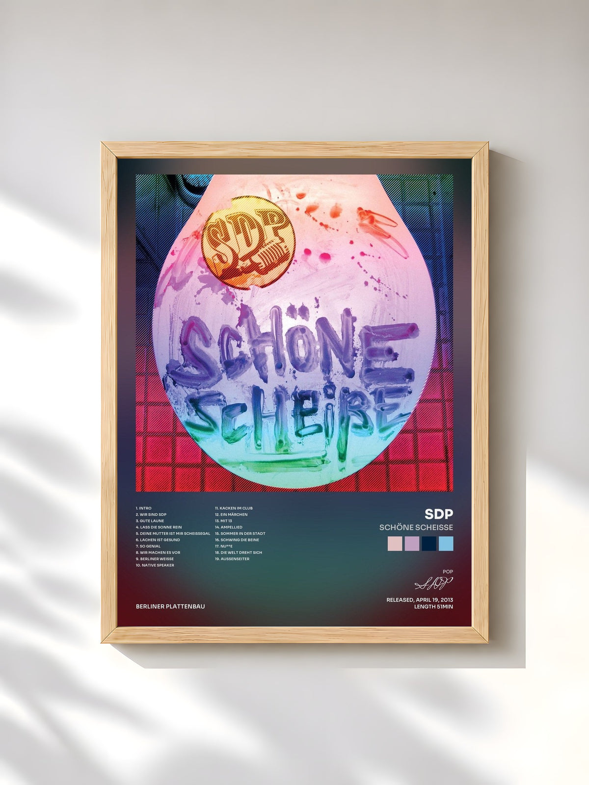 #bois Tableau de l'album Schöne Scheiße de SDP, cadre en bois brut, imprimé et encadré en France