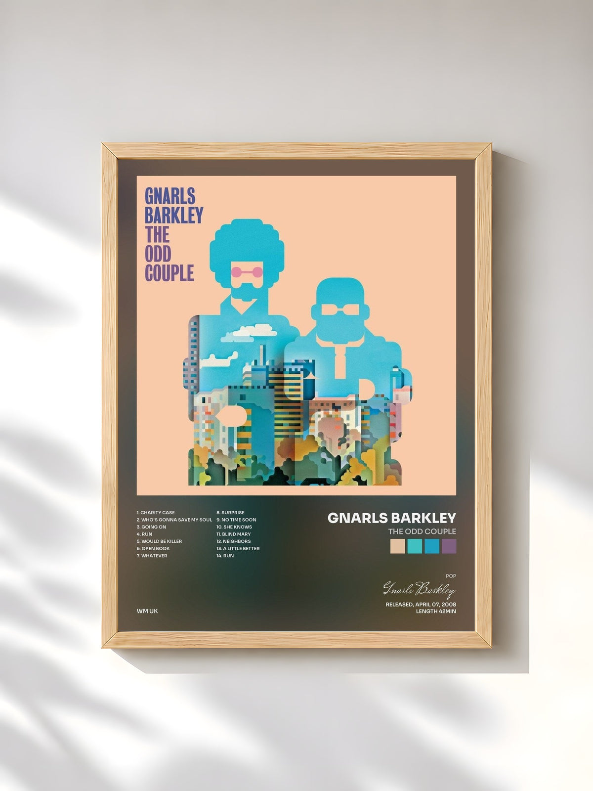 #bois Tableau de l'album The Odd Couple de Gnarls Barkley, cadre en bois brut, imprimé et encadré en France