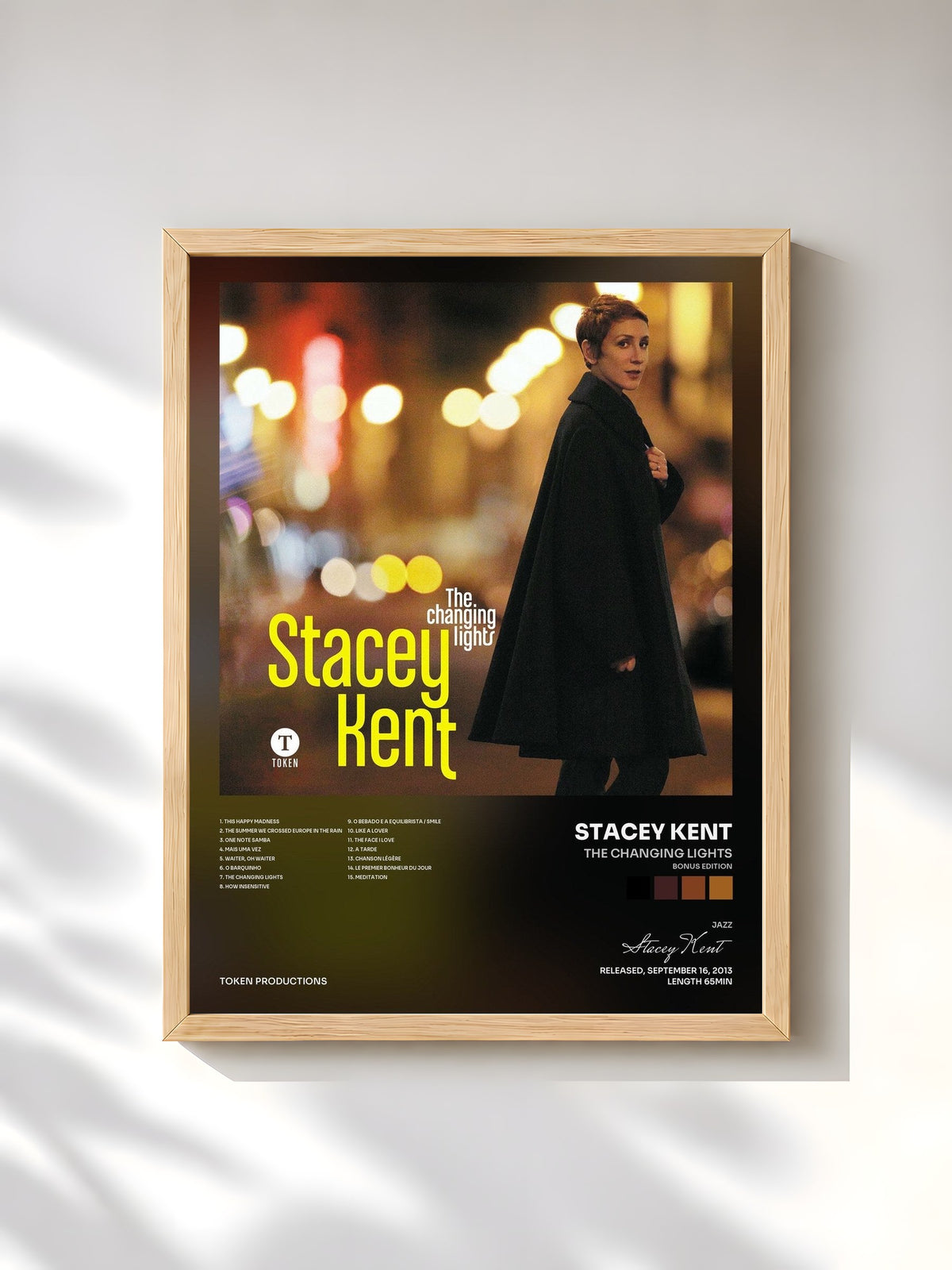#bois Tableau de l'album The Changing Lights (Bonus Edition) de Stacey Kent, cadre en bois brut, imprimé et encadré en France