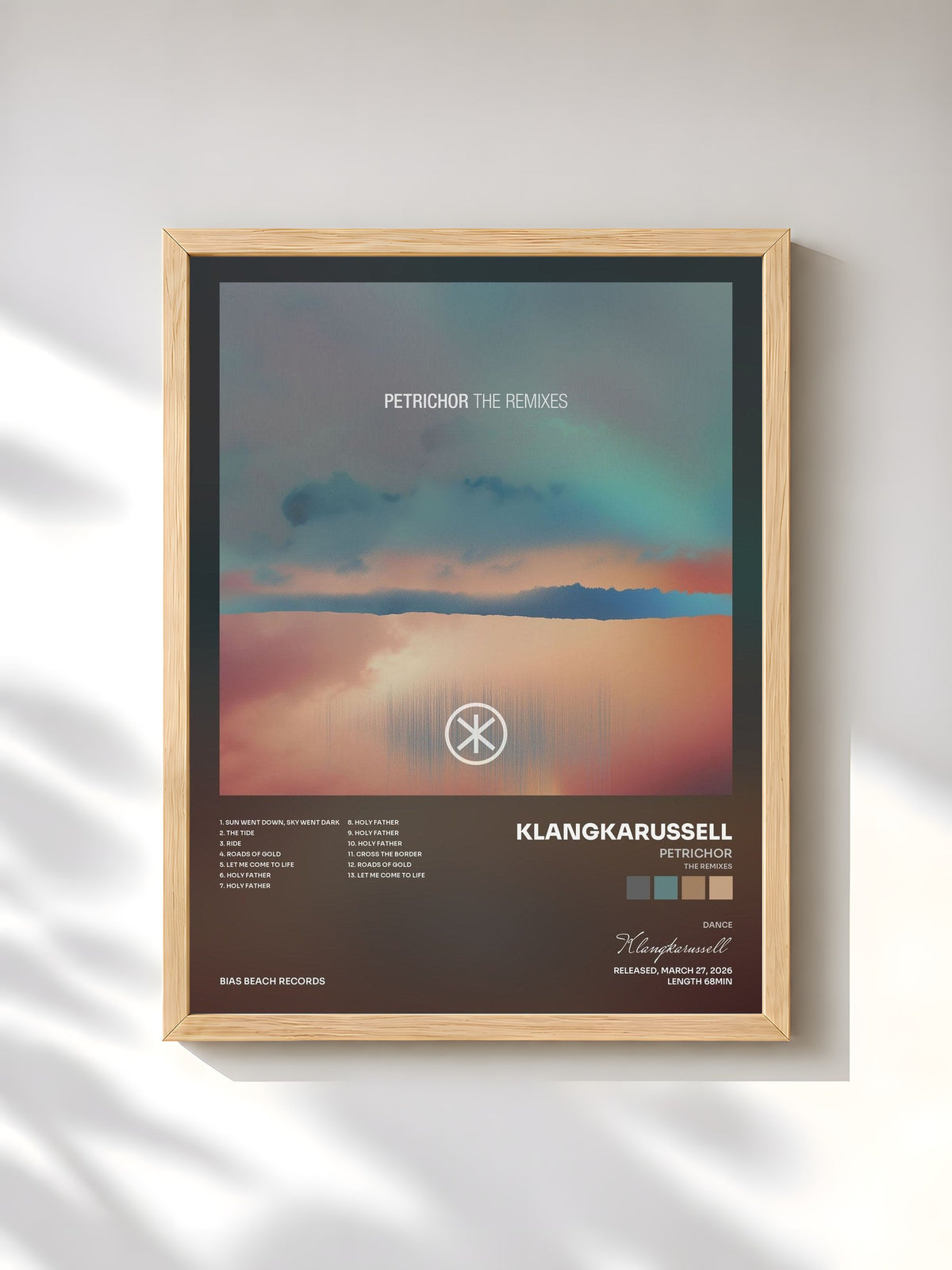 #bois Tableau de l'album Petrichor (The Remixes) de Klangkarussell, cadre en bois brut, imprimé et encadré en France