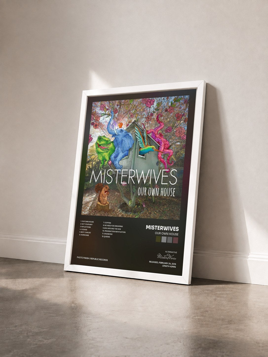 #blanc Tableau de l'album Our Own House de MisterWives vu de trois quarts, cadre blanc