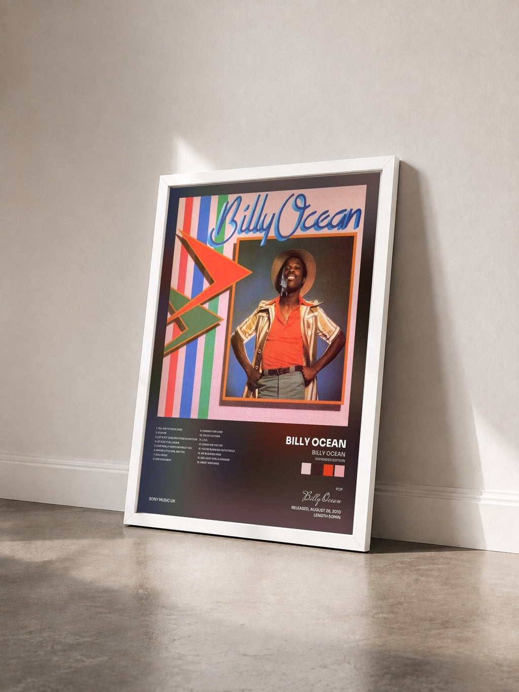 #blanc Tableau de l'album Billy Ocean (Expanded Edition) de Billy Ocean vu de trois quarts, cadre blanc