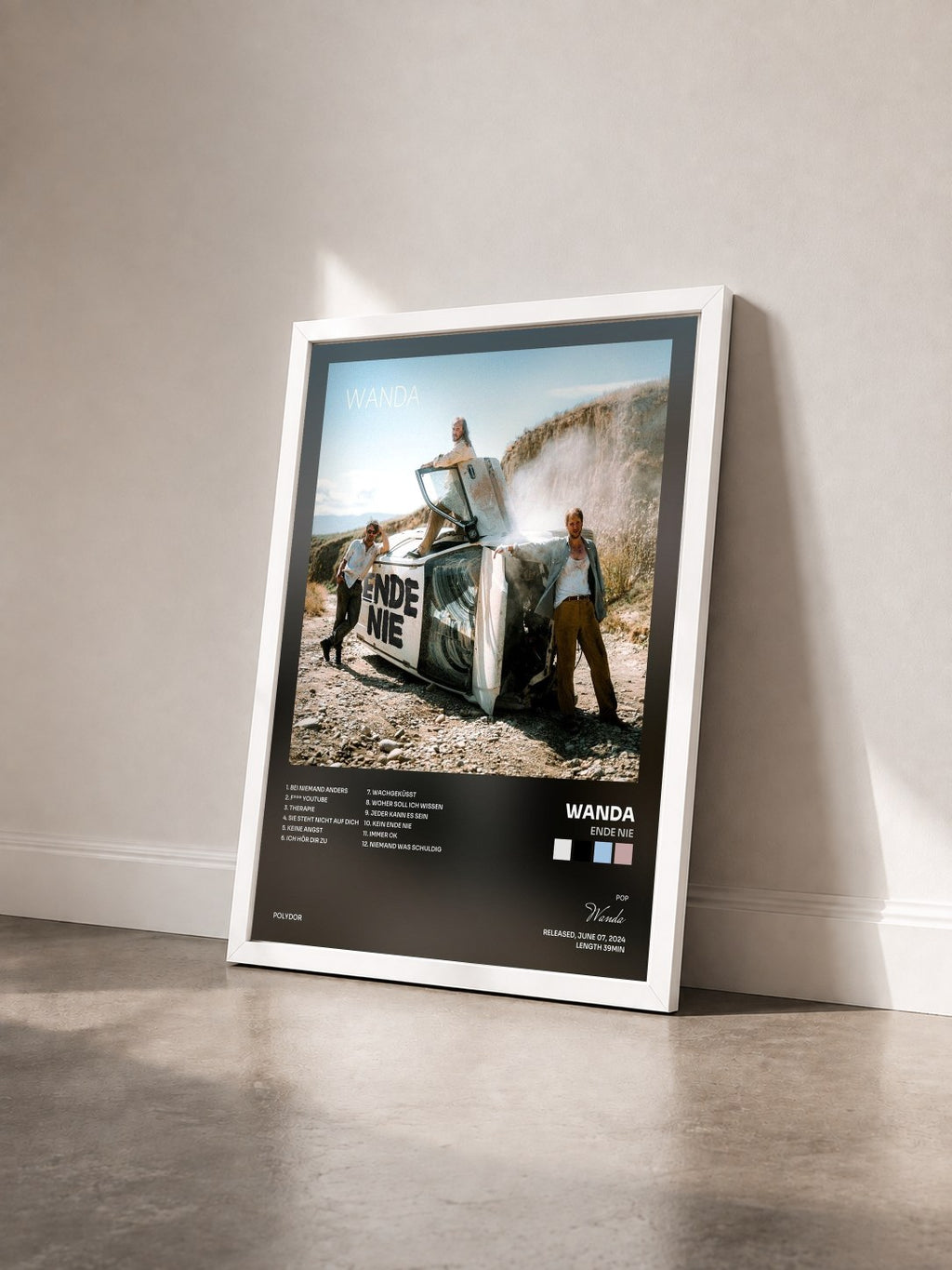 #blanc Tableau de l'album Ende nie de Wanda vu de trois quarts, cadre blanc