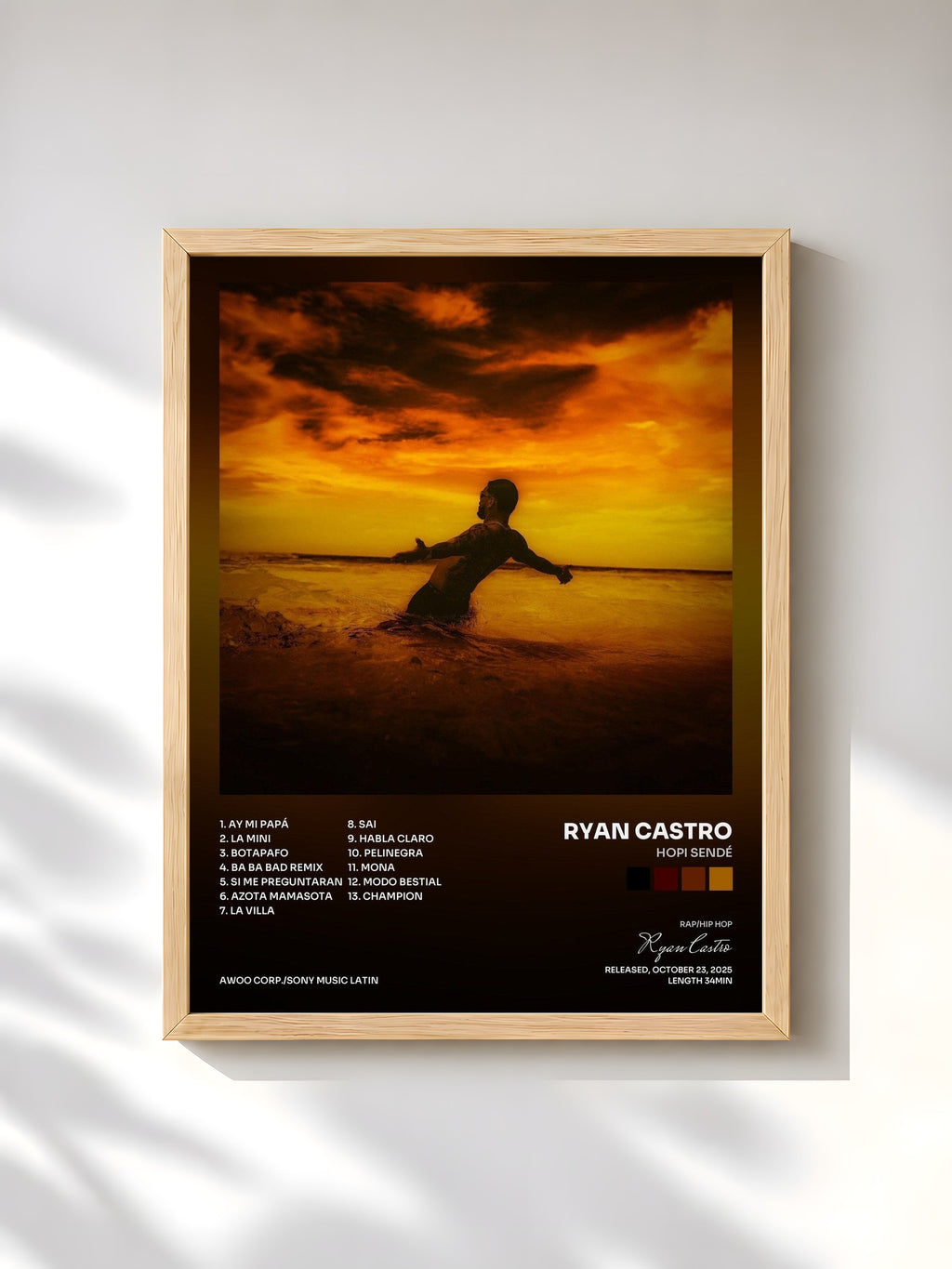 #bois Tableau de l'album HOPI SENDÉ de Ryan Castro, cadre en bois brut, imprimé et encadré en France