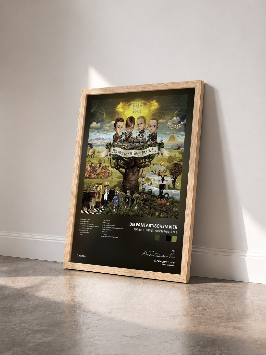 #bois Tableau de l'album Für Dich Immer Noch Fanta Sie de Die Fantastischen Vier vu de trois quarts, cadre en bois brut
