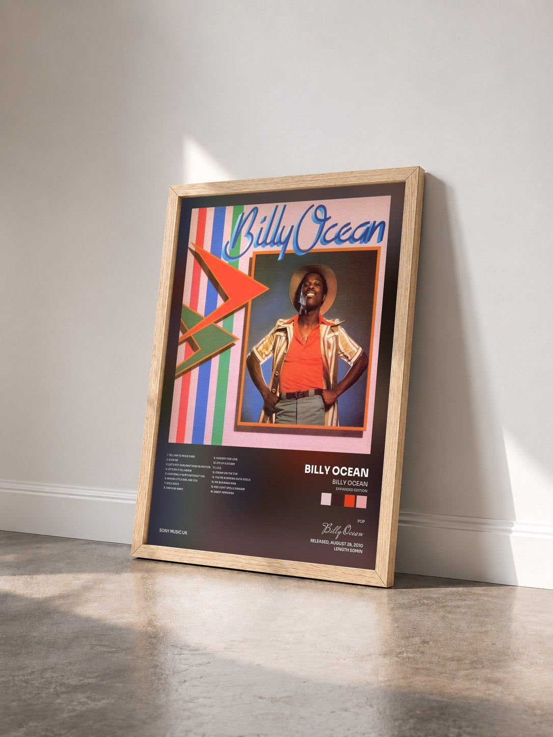 #bois Tableau de l'album Billy Ocean (Expanded Edition) de Billy Ocean vu de trois quarts, cadre en bois brut