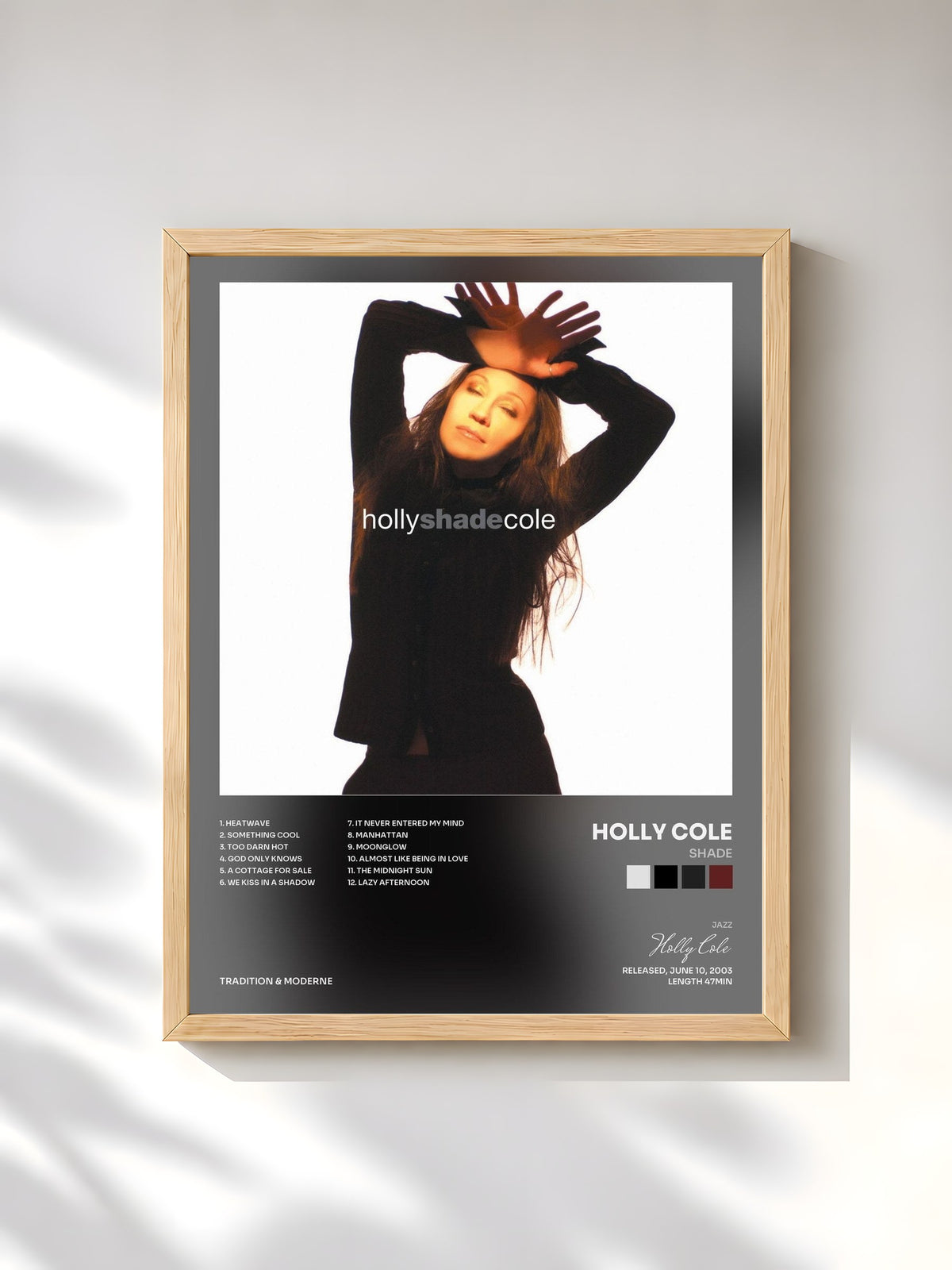 #bois Tableau de l'album Shade de Holly Cole, cadre en bois brut, imprimé et encadré en France