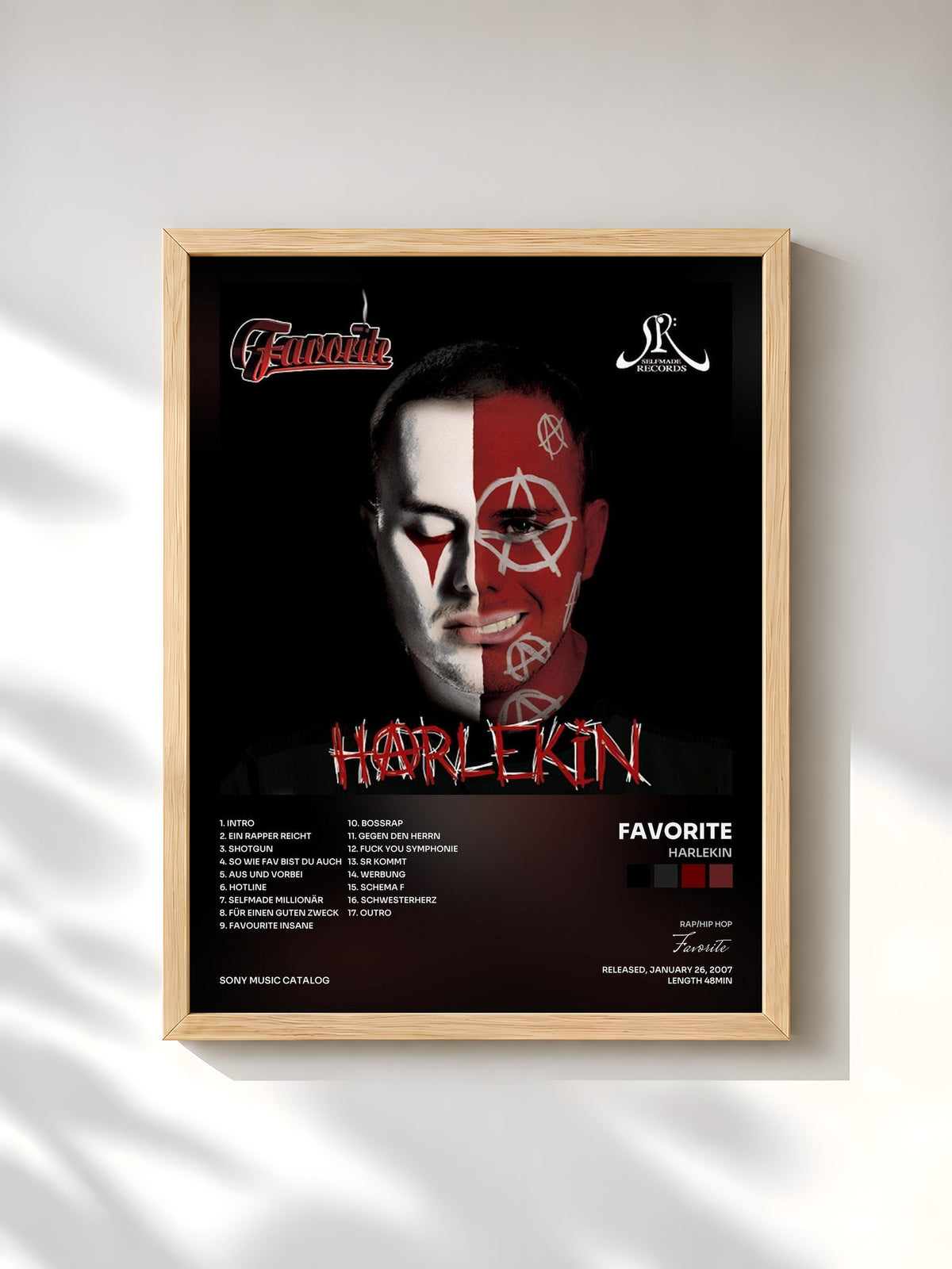 #bois Tableau de l'album Harlekin de Favorite, cadre en bois brut, imprimé et encadré en France