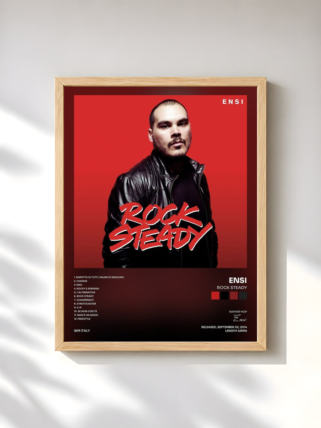 #bois Tableau de l'album Rock Steady de Ensi, cadre en bois brut, imprimé et encadré en France