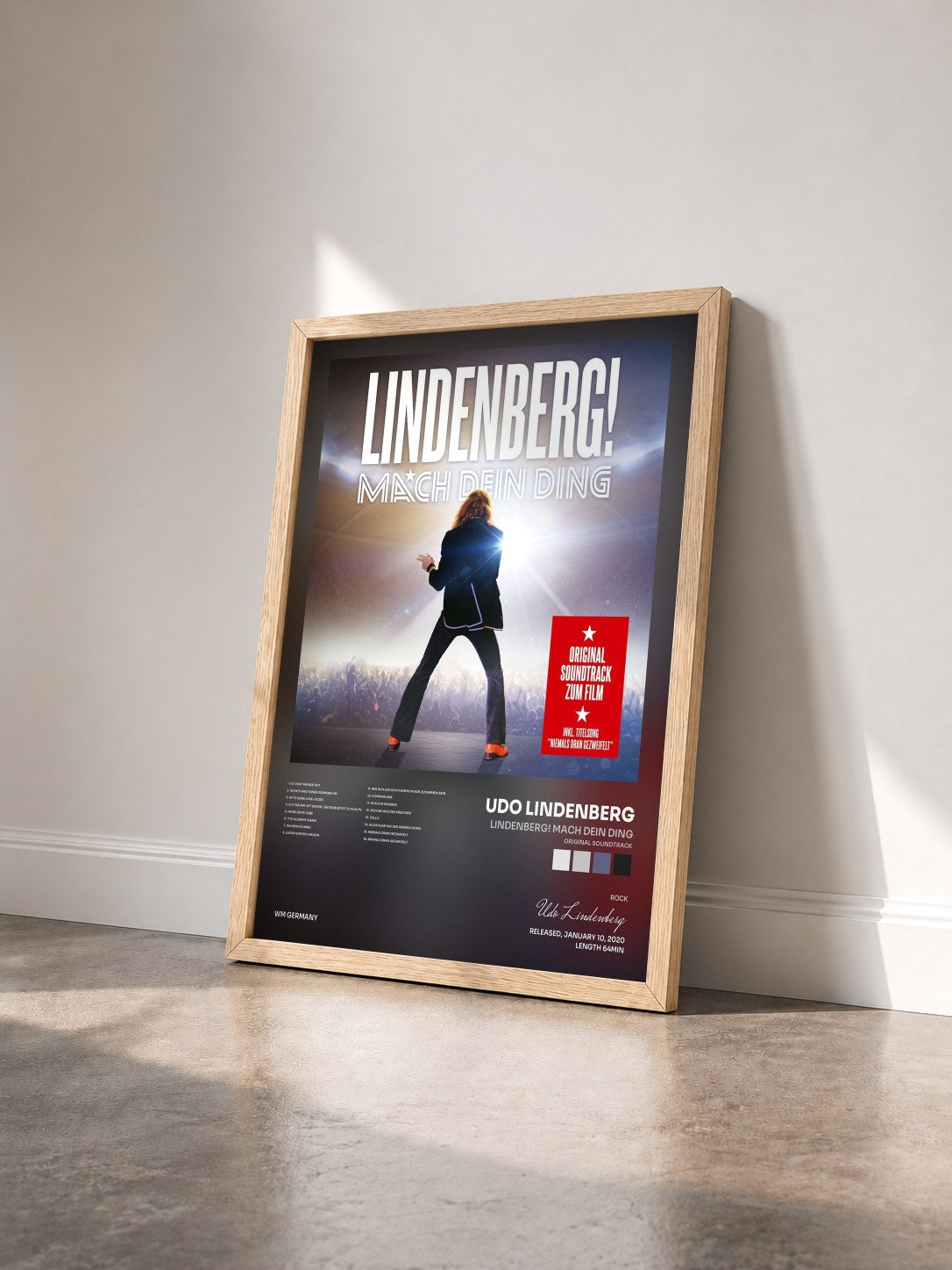 #bois Tableau de l'album Lindenberg! Mach Dein Ding (Original Soundtrack) de Udo Lindenberg vu de trois quarts, cadre en bois brut