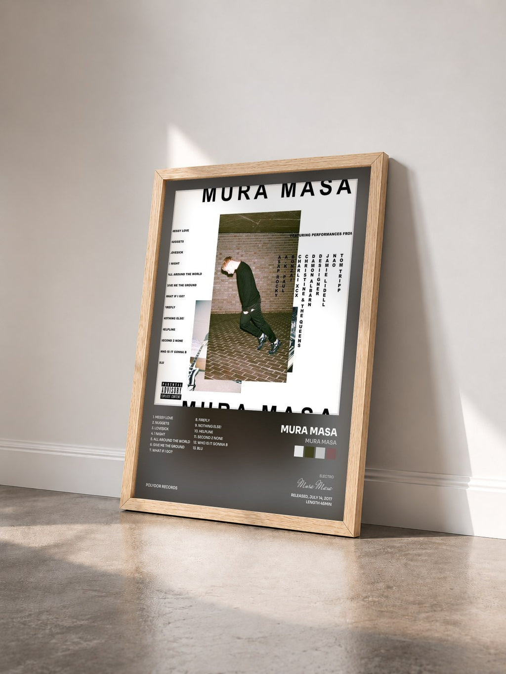 #bois Tableau de l'album Mura Masa de Mura Masa vu de trois quarts, cadre en bois brut