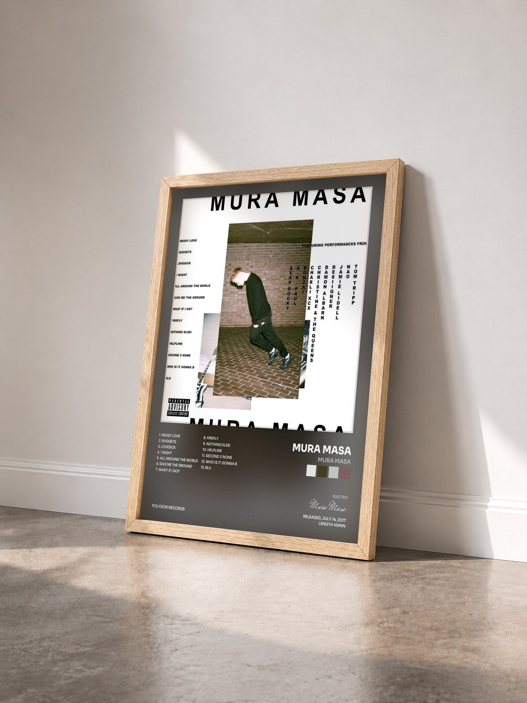 #bois Tableau de l'album Mura Masa de Mura Masa vu de trois quarts, cadre en bois brut