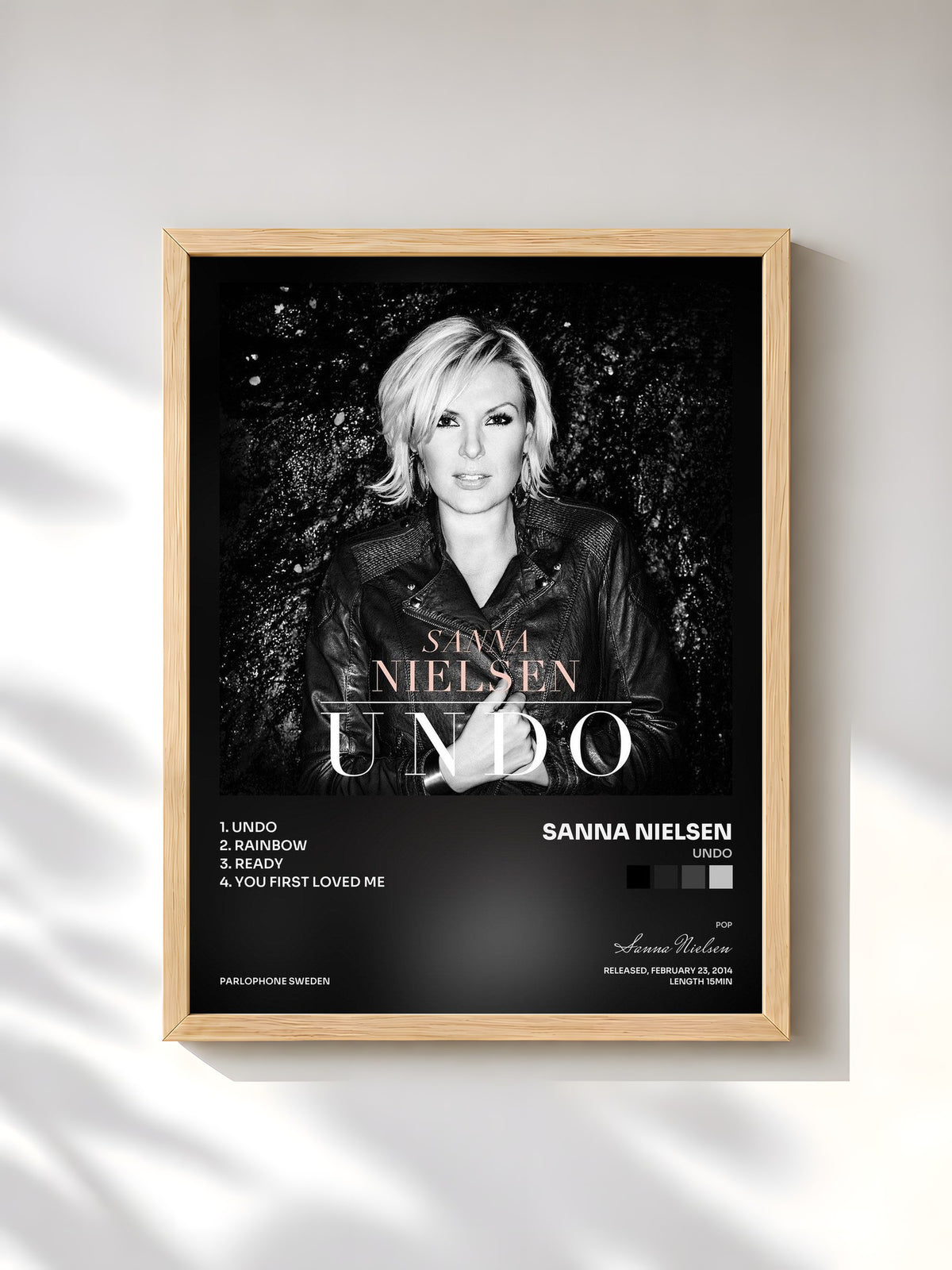 #bois Tableau de l'album Undo de Sanna Nielsen, cadre en bois brut, imprimé et encadré en France