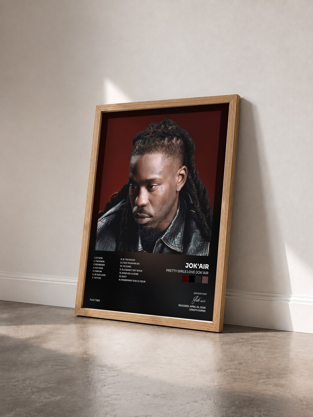 #bois Tableau de l'album Pretty Girls Love Jok'air de Jok'air vu de trois quarts, cadre en bois brut