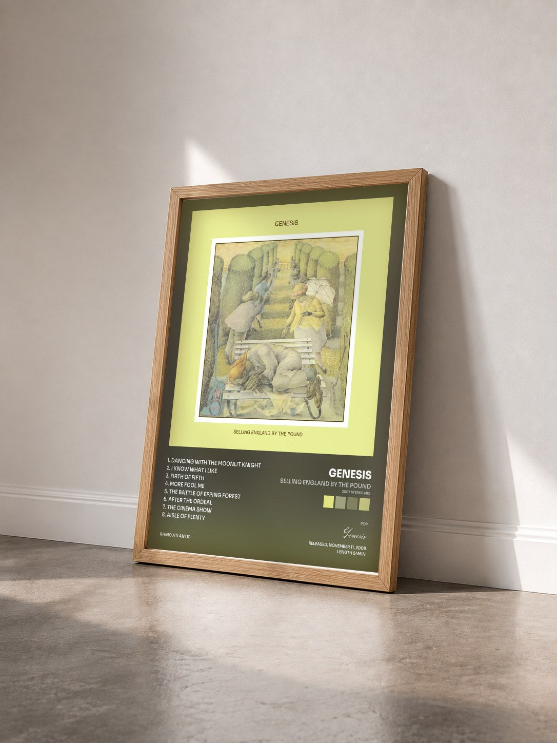 #bois Tableau de l'album Selling England by the Pound (2007 Stereo Mix) de Genesis vu de trois quarts, cadre en bois brut