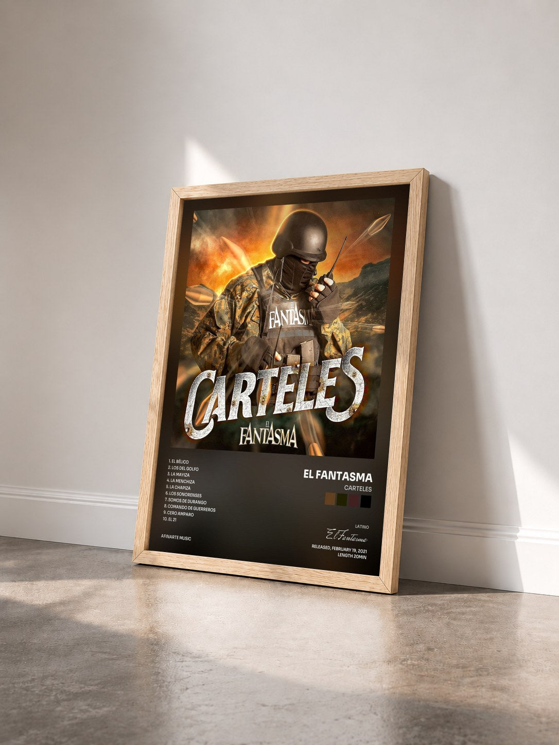 #bois Tableau de l'album Carteles de El Fantasma vu de trois quarts, cadre en bois brut