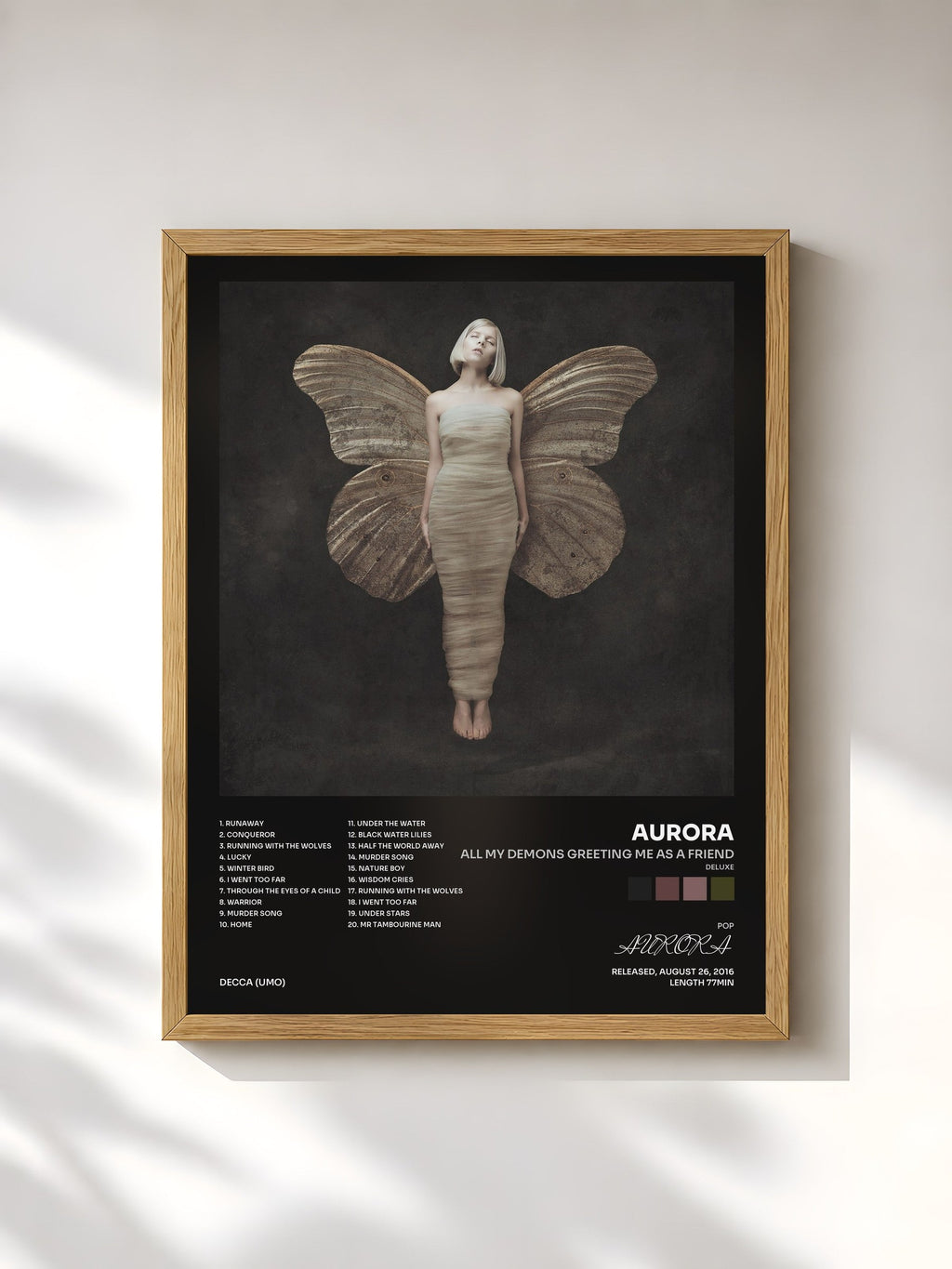 #bois Tableau de l'album All My Demons Greeting Me As A Friend (Deluxe) de AURORA, cadre en bois brut, imprimé et encadré en France