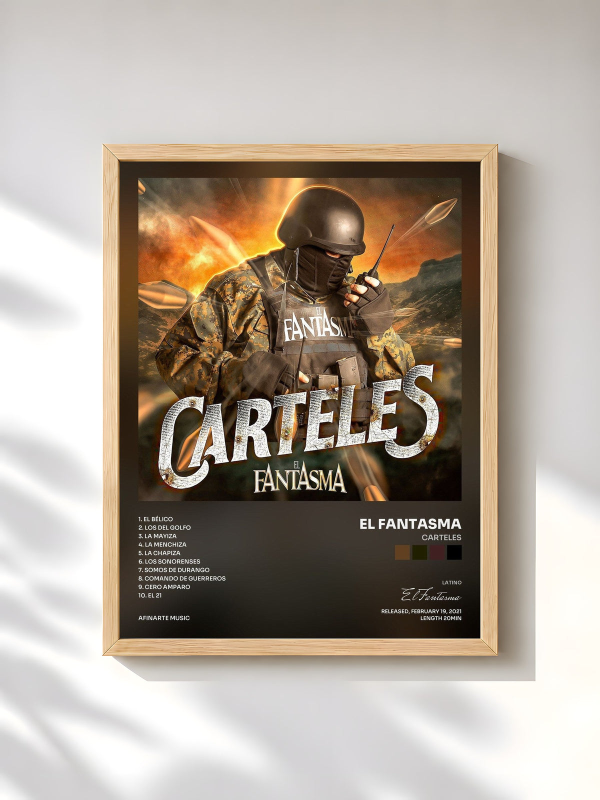 #bois Tableau de l'album Carteles de El Fantasma, cadre en bois brut, imprimé et encadré en France