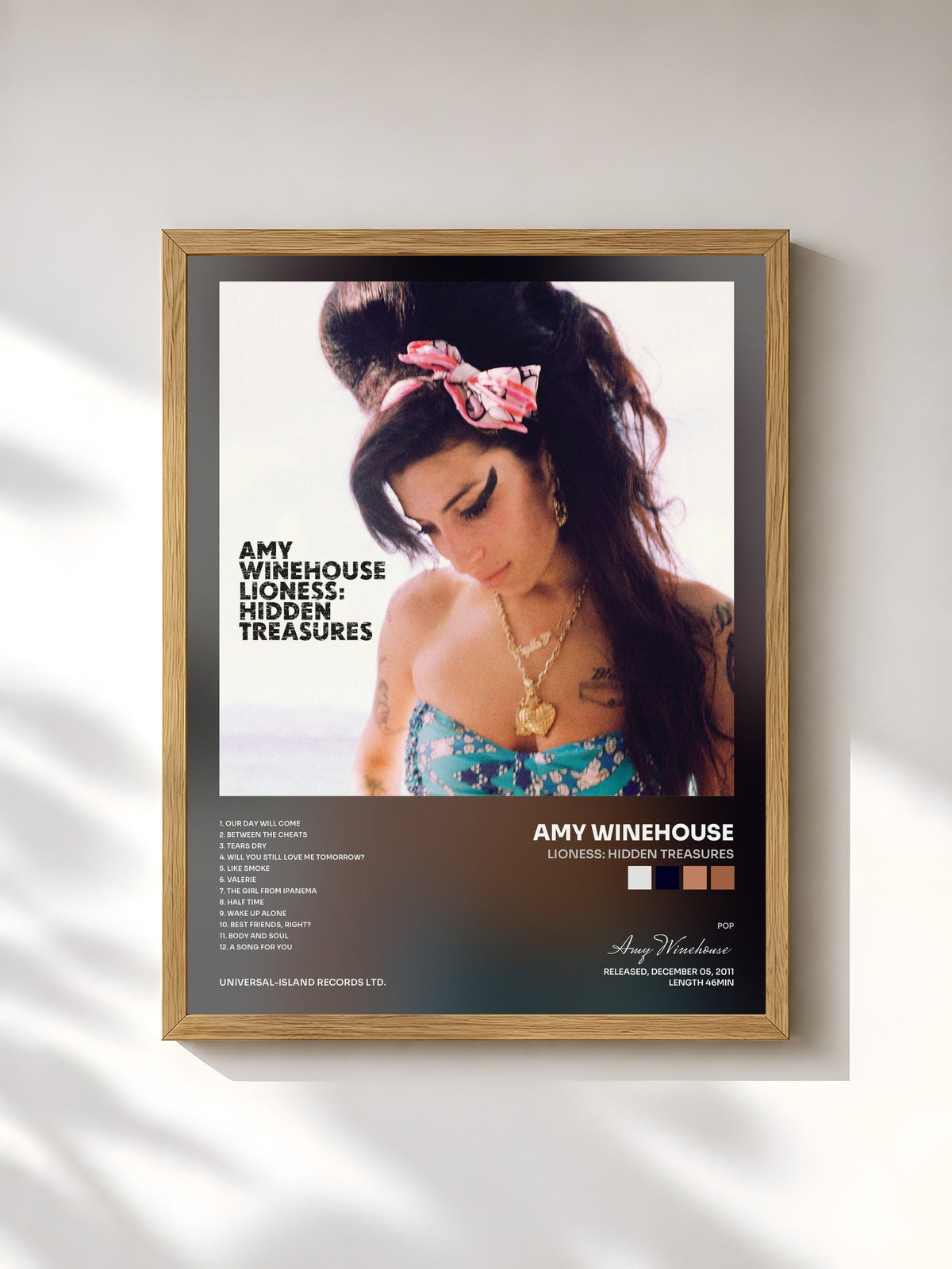 #bois Tableau de l'album Lioness: Hidden Treasures de Amy Winehouse, cadre en bois brut, imprimé et encadré en France