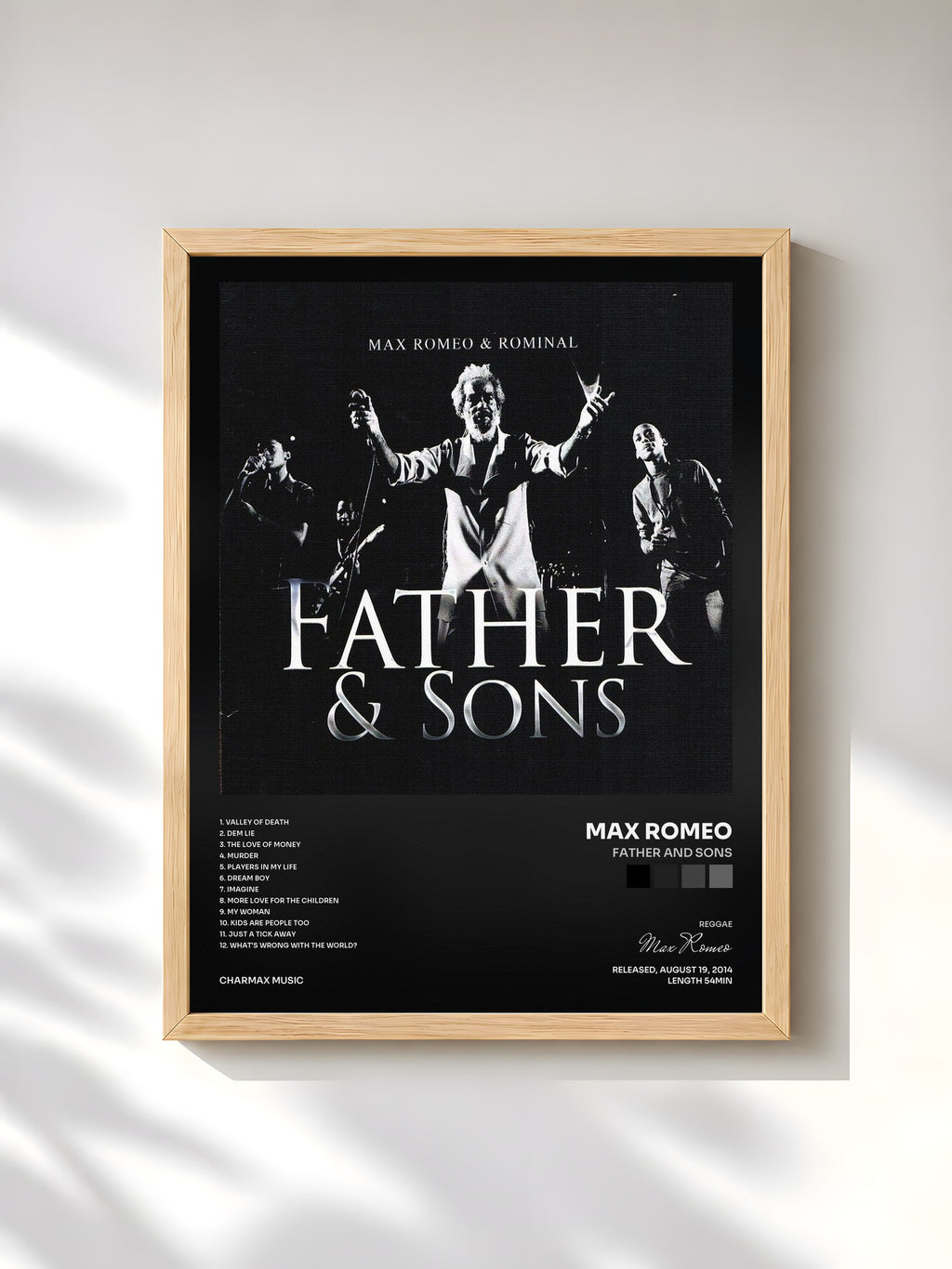 #bois Tableau de l'album Father and Sons de Max Romeo, cadre en bois brut, imprimé et encadré en France