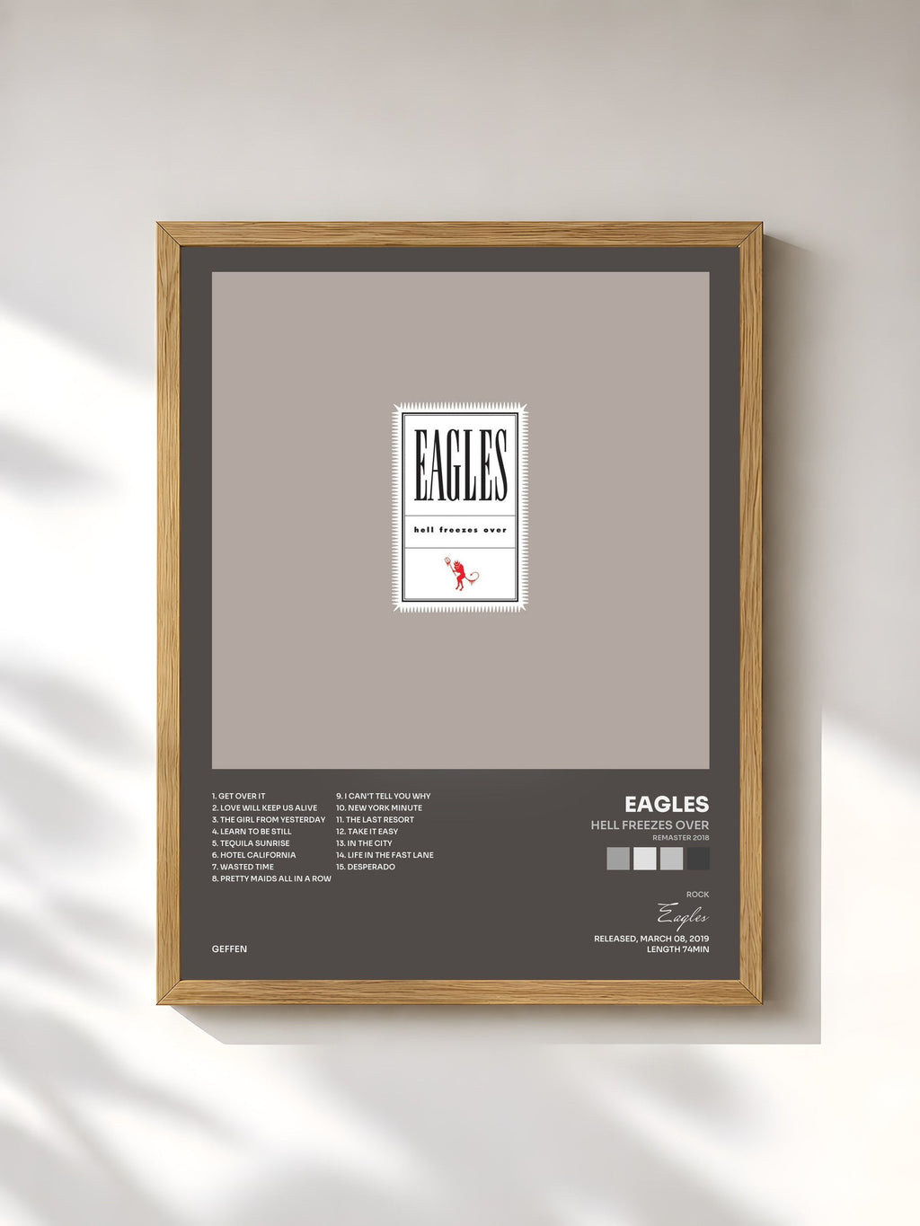 #bois Tableau de l'album Hell Freezes Over (Remaster 2018) de Eagles, cadre en bois brut, imprimé et encadré en France