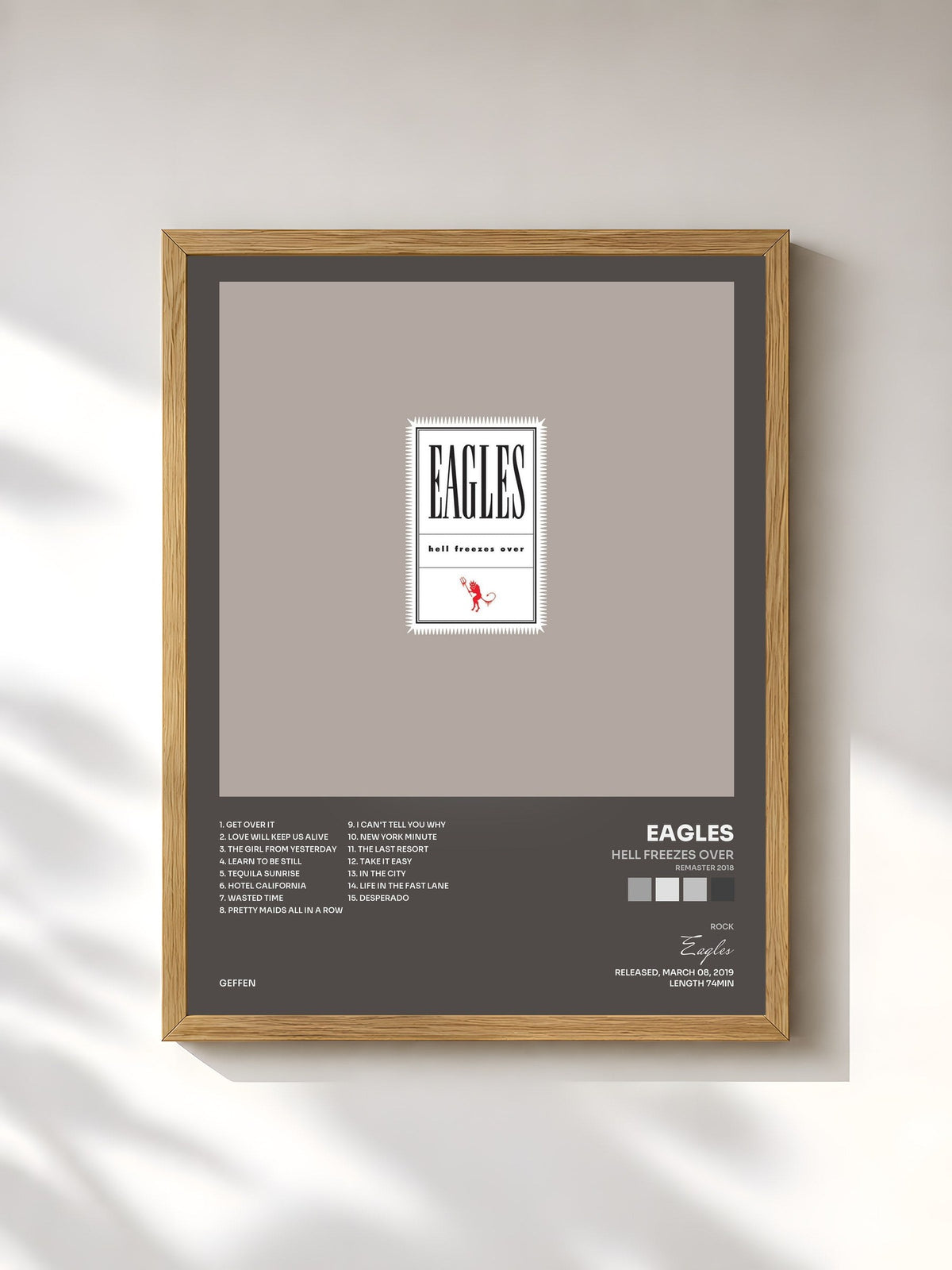 #bois Tableau de l'album Hell Freezes Over (Remaster 2018) de Eagles, cadre en bois brut, imprimé et encadré en France
