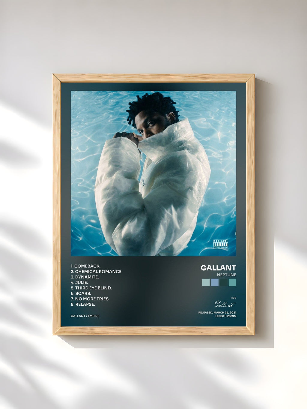 #bois Tableau de l'album Neptune de Gallant, cadre en bois brut, imprimé et encadré en France
