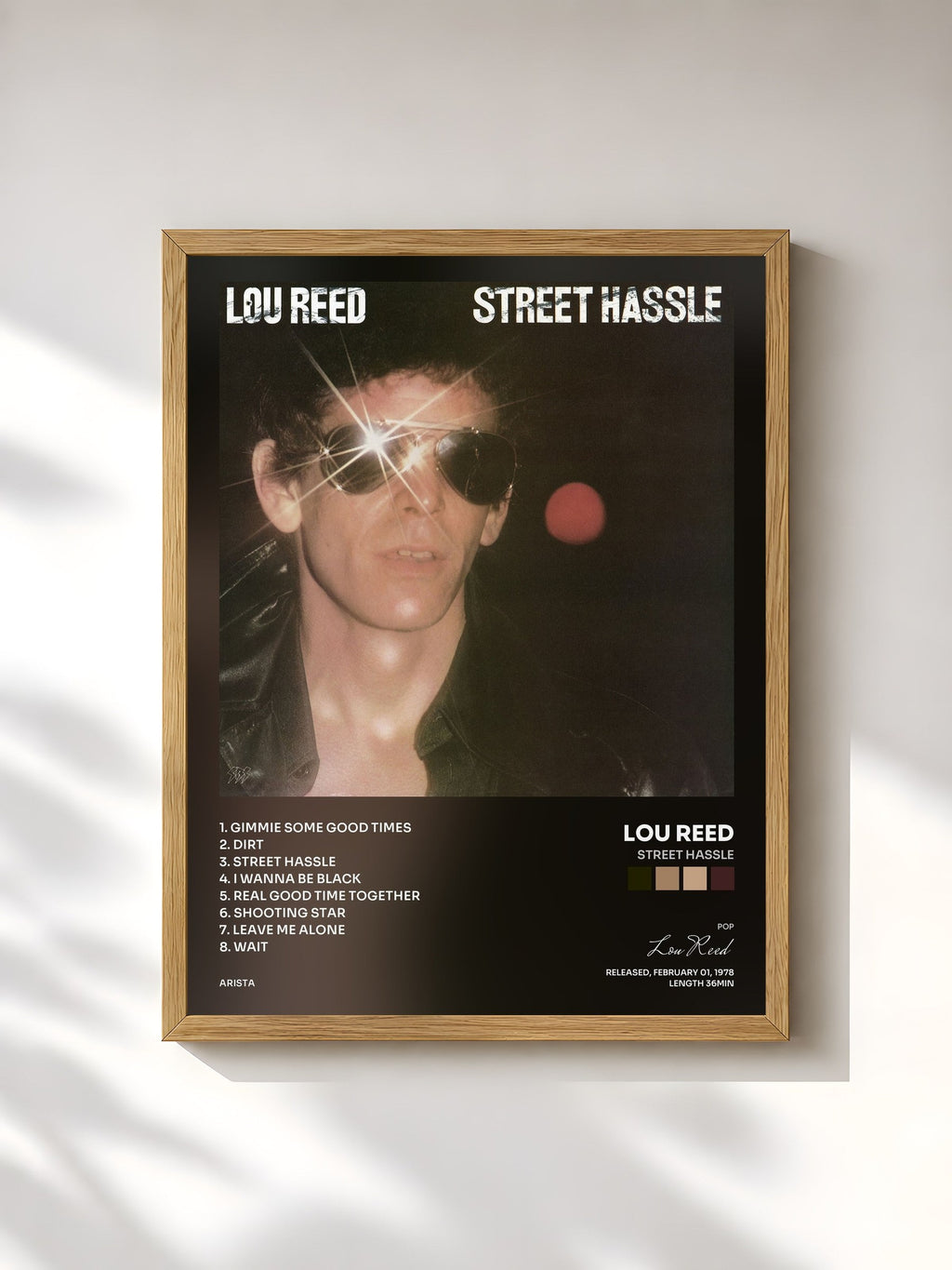 #bois Tableau de l'album Street Hassle de Lou Reed, cadre en bois brut, imprimé et encadré en France