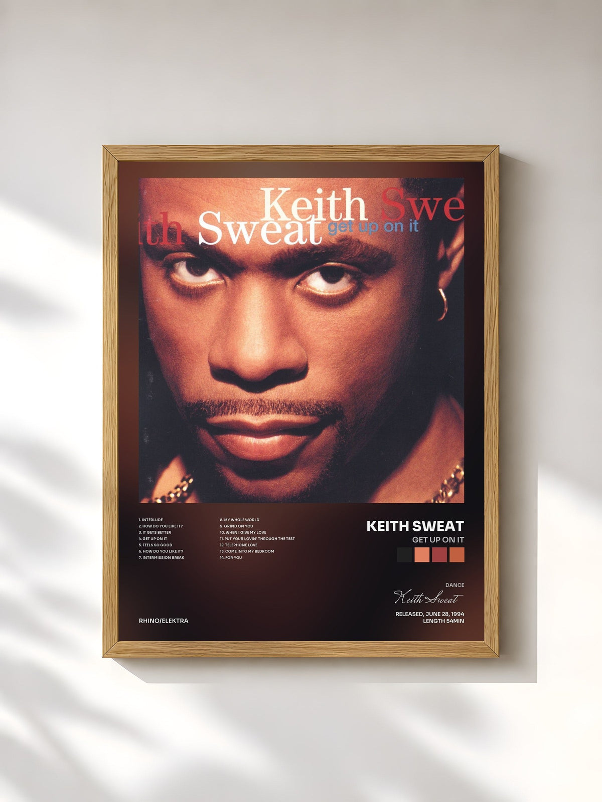 #bois Tableau de l'album Get up on It de Keith Sweat, cadre en bois brut, imprimé et encadré en France
