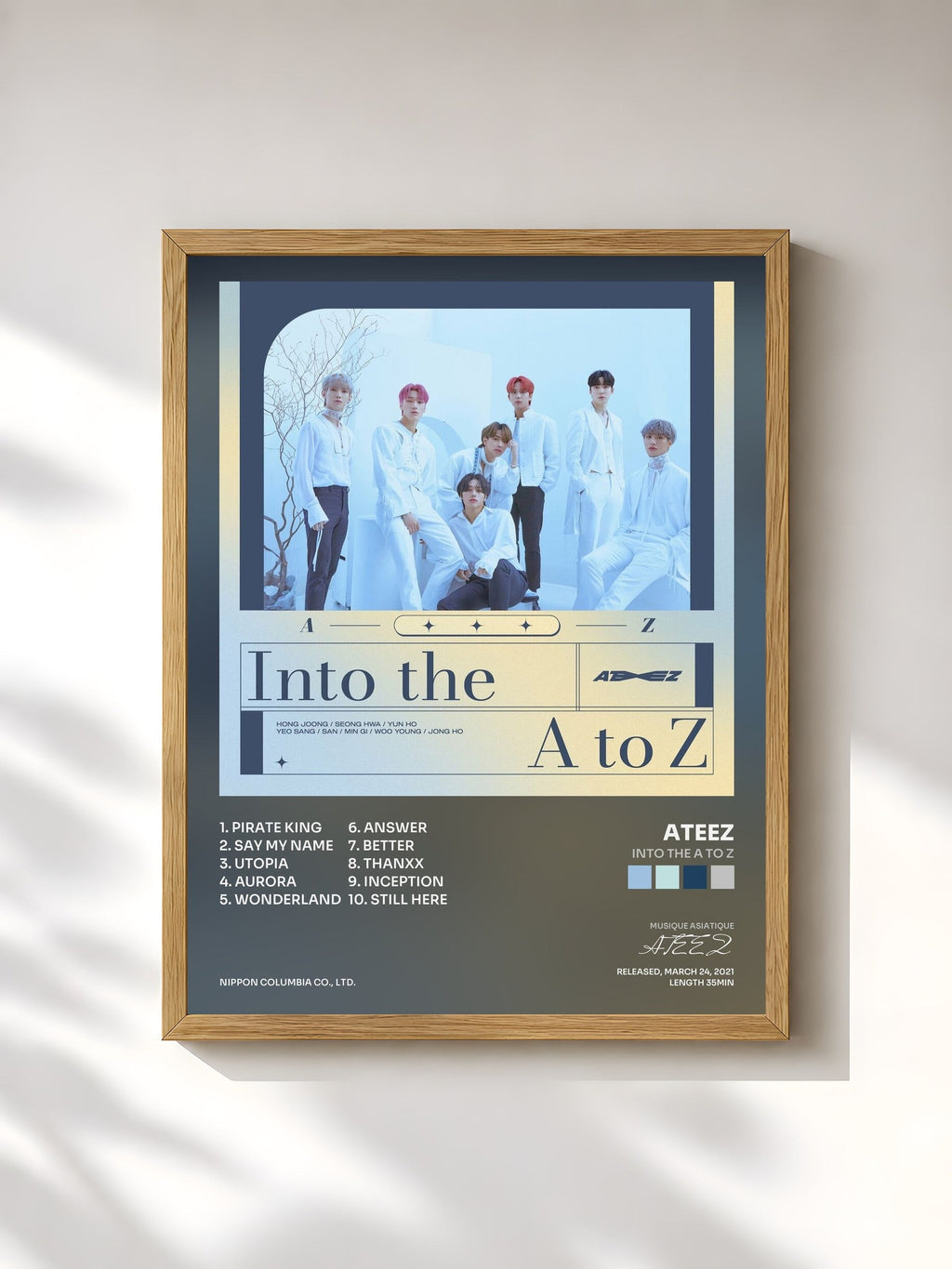 #bois Tableau de l'album Into the A to Z de ATEEZ, cadre en bois brut, imprimé et encadré en France