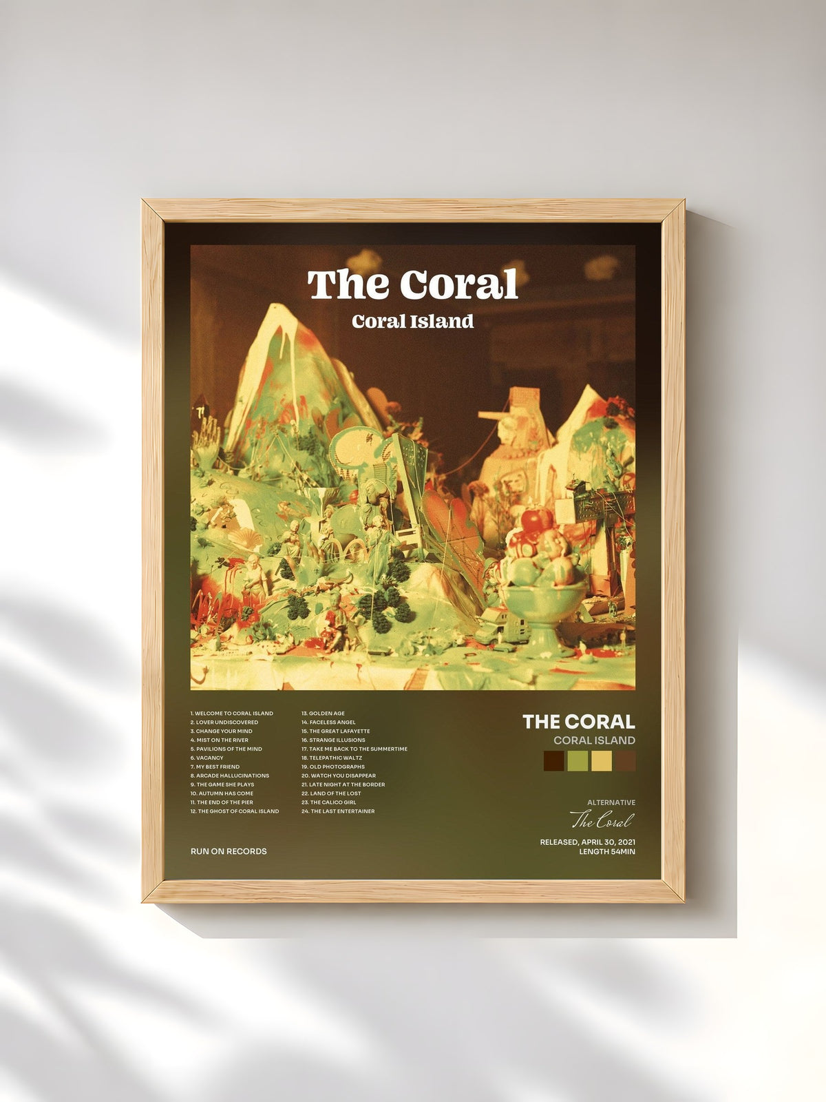 #bois Tableau de l'album Coral Island de The Coral, cadre en bois brut, imprimé et encadré en France