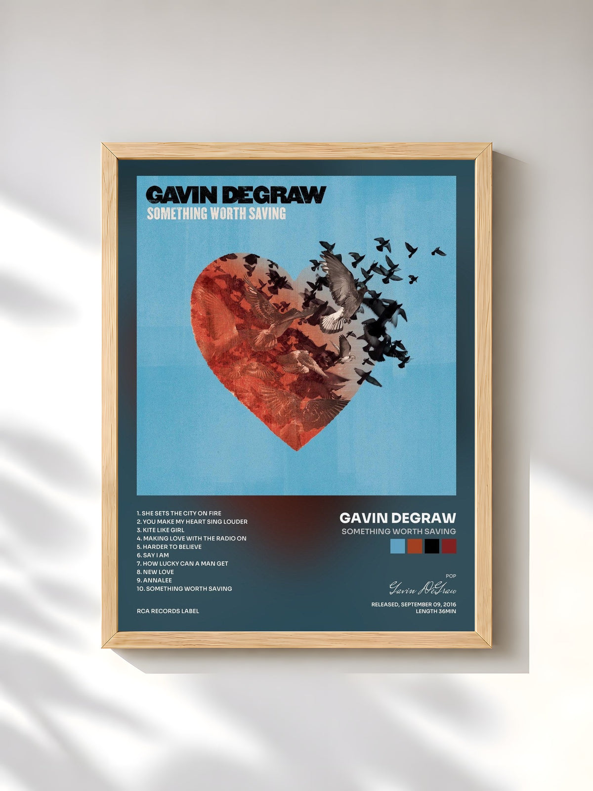 #bois Tableau de l'album Something Worth Saving de Gavin DeGraw, cadre en bois brut, imprimé et encadré en France