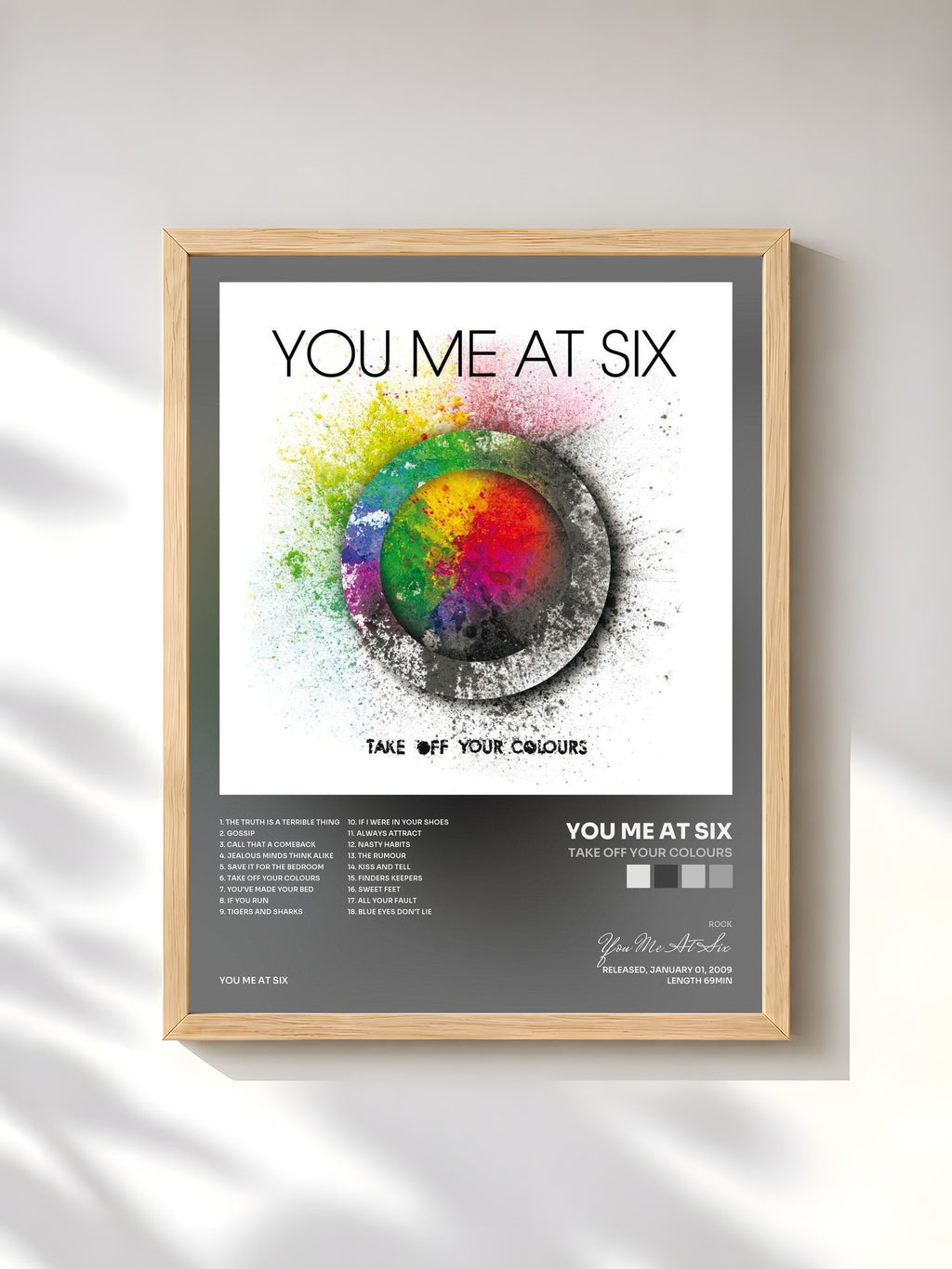 #bois Tableau de l'album Take off Your Colours de You Me At Six, cadre en bois brut, imprimé et encadré en France