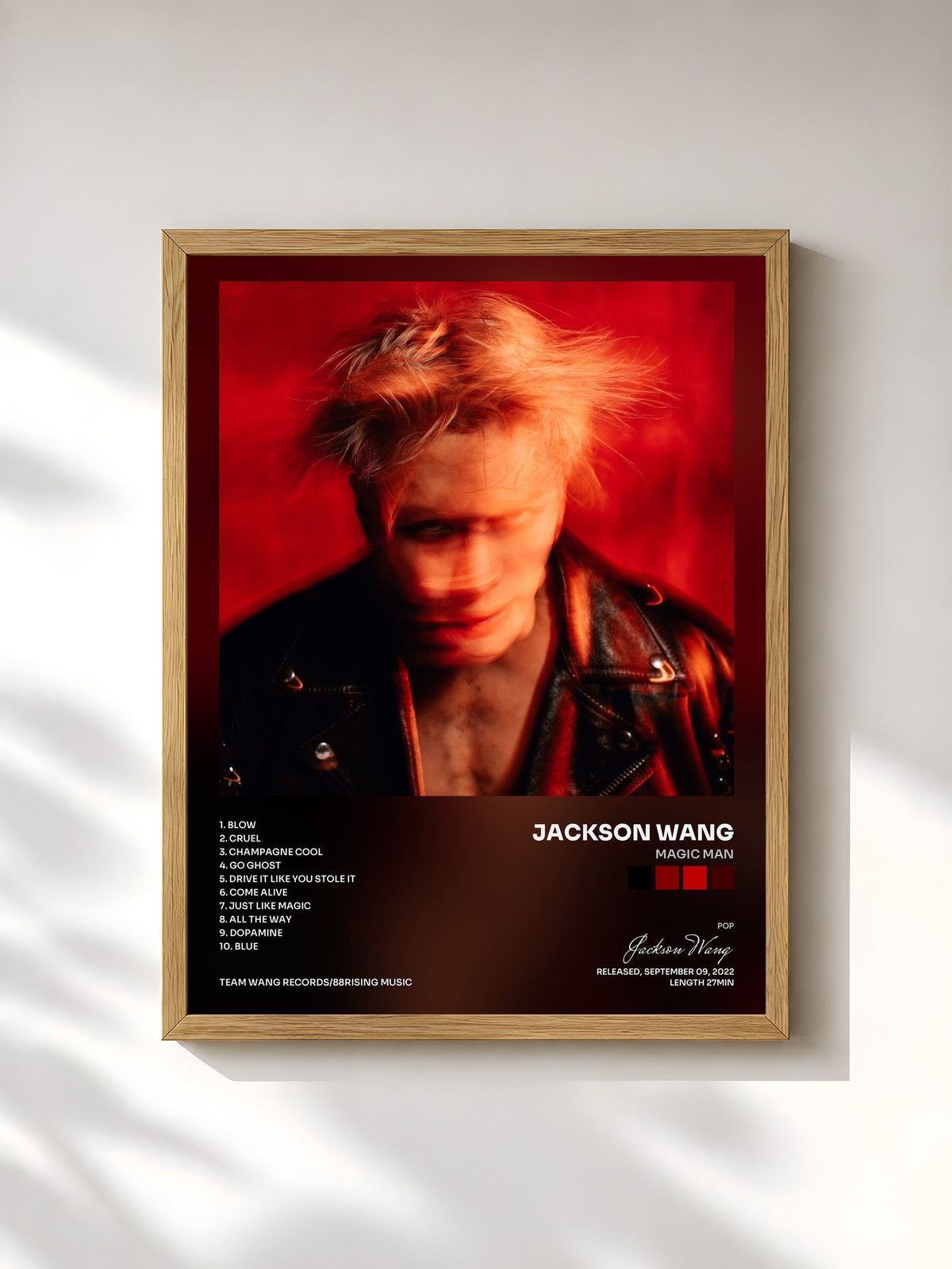 #bois Tableau de l'album MAGIC MAN de Jackson Wang, cadre en bois brut, imprimé et encadré en France