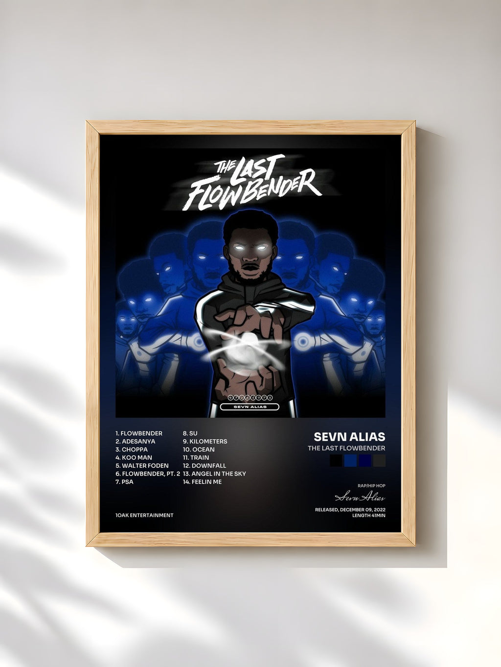 #bois Tableau de l'album The Last Flowbender de Sevn Alias, cadre en bois brut, imprimé et encadré en France