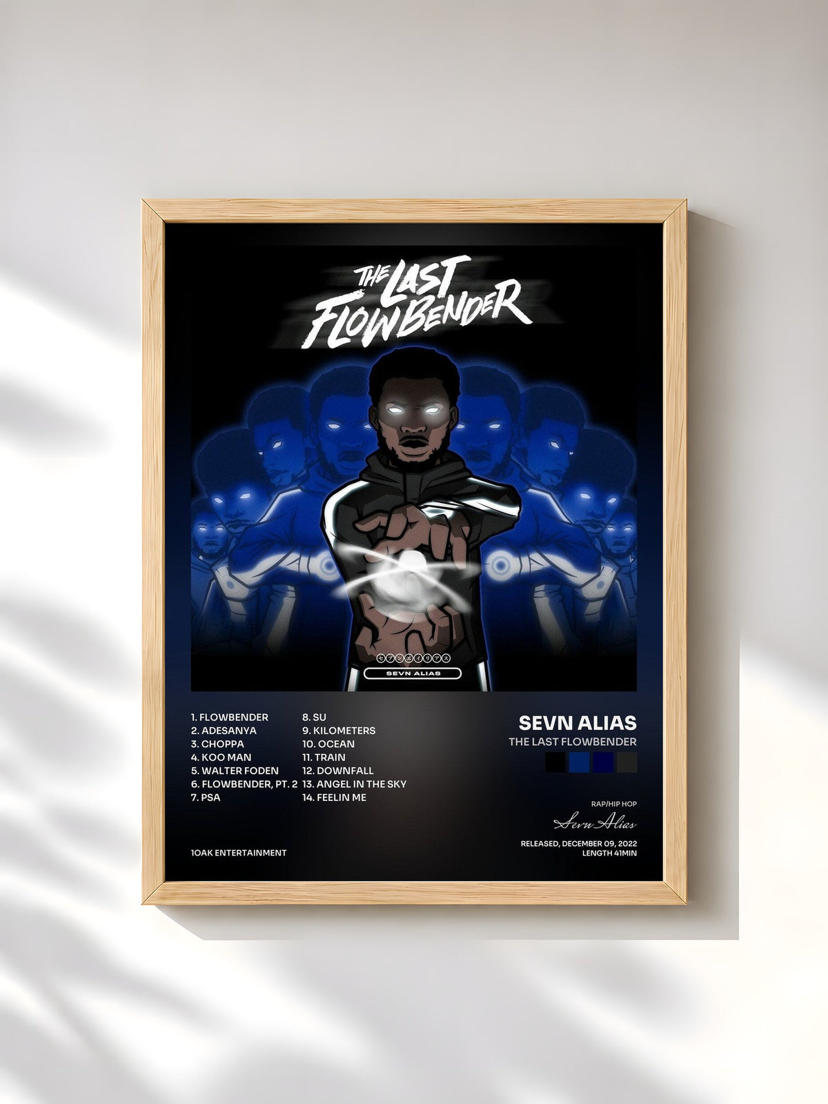 #bois Tableau de l'album The Last Flowbender de Sevn Alias, cadre en bois brut, imprimé et encadré en France
