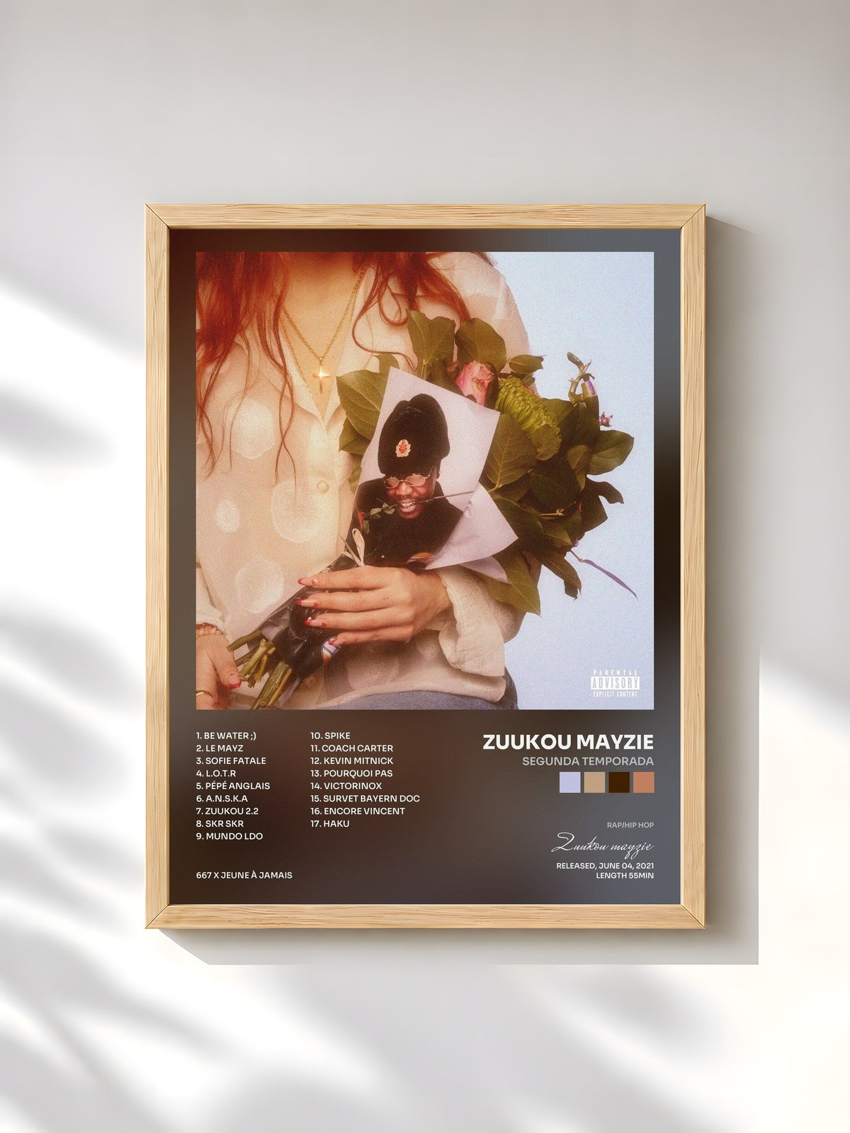 #bois Tableau de l'album Segunda Temporada de Zuukou mayzie, cadre en bois brut, imprimé et encadré en France