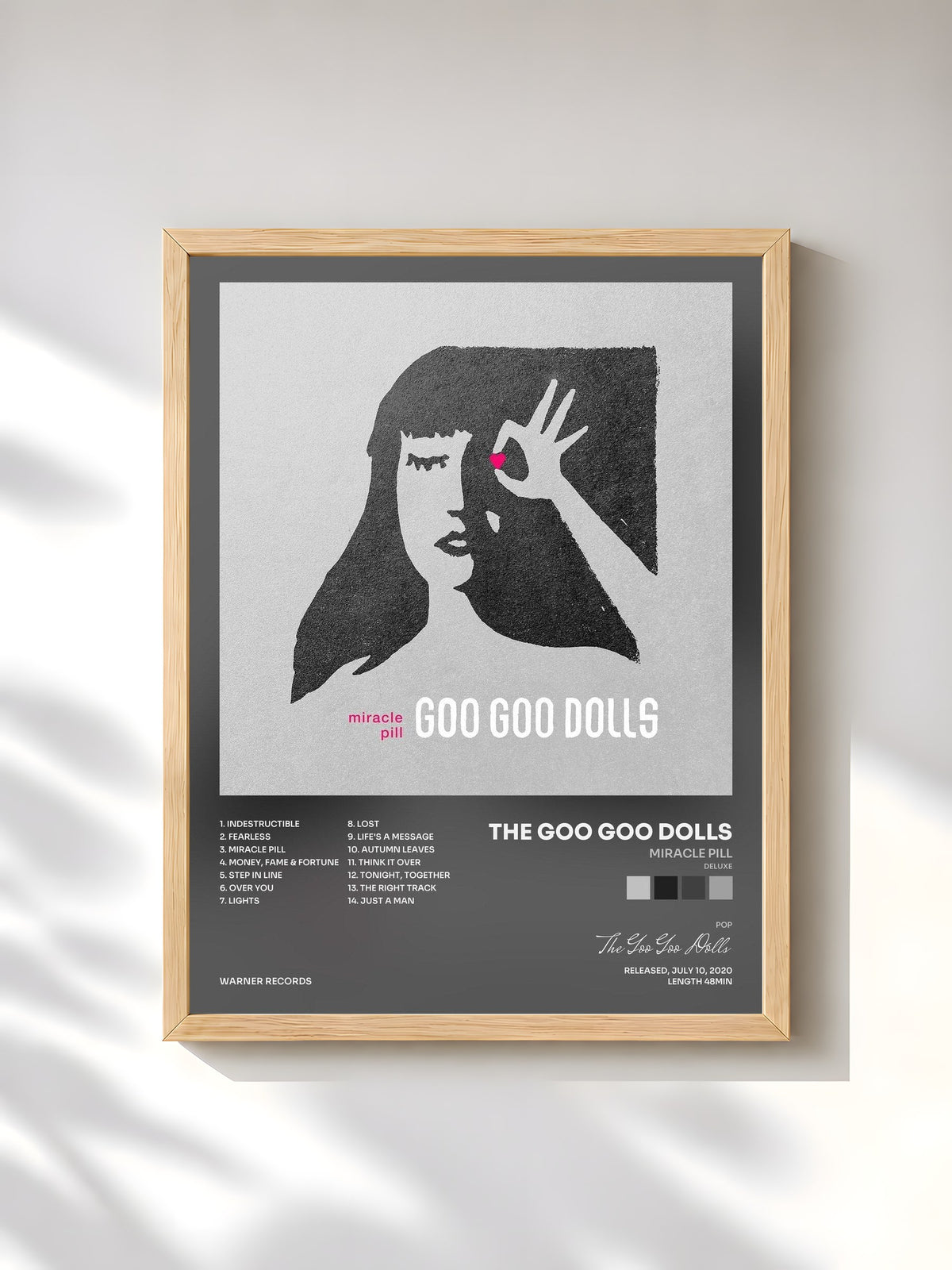 #bois Tableau de l'album Miracle Pill (Deluxe) de The Goo Goo Dolls, cadre en bois brut, imprimé et encadré en France