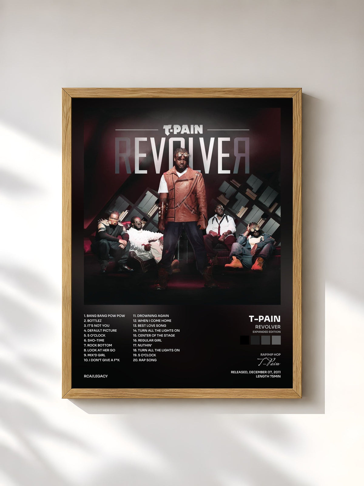 #bois Tableau de l'album Revolver (Expanded Edition) de T-Pain, cadre en bois brut, imprimé et encadré en France