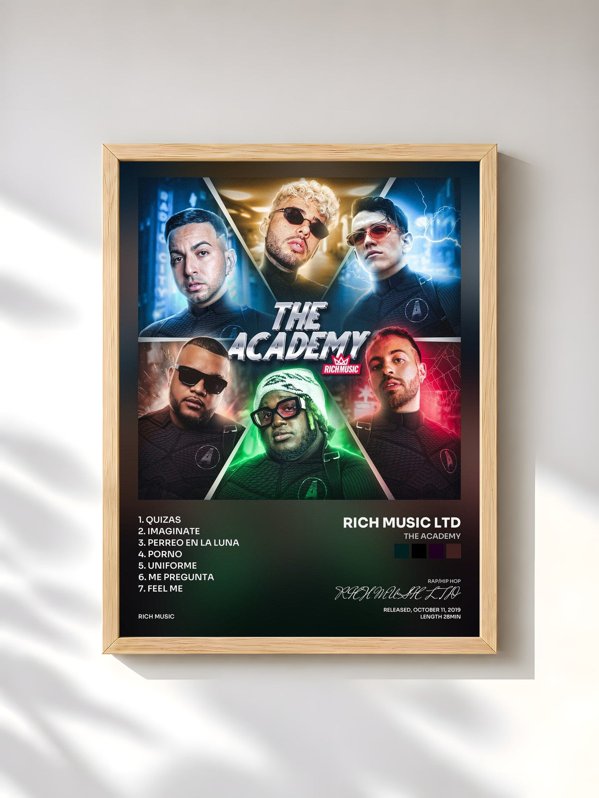 #bois Tableau de l'album The Academy de RICH MUSIC LTD, cadre en bois brut, imprimé et encadré en France