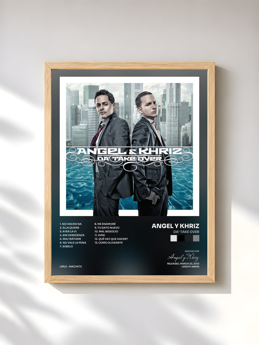 #bois Tableau de l'album Da' Take Over de Angel y Khriz, cadre en bois brut, imprimé et encadré en France