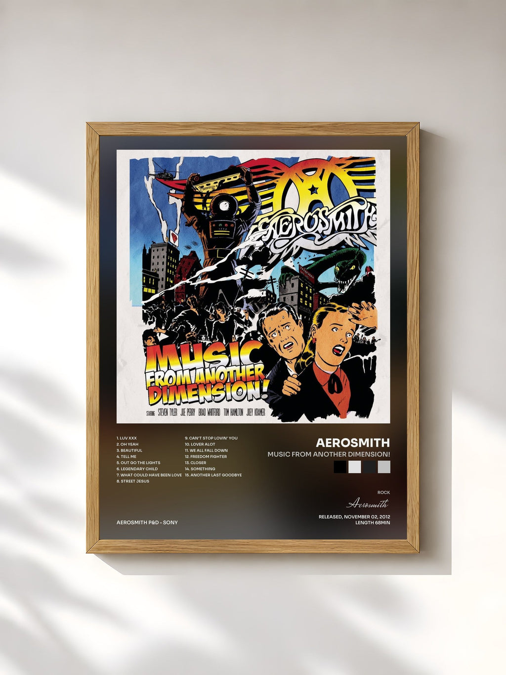 #bois Tableau de l'album Music From Another Dimension! de Aerosmith, cadre en bois brut, imprimé et encadré en France